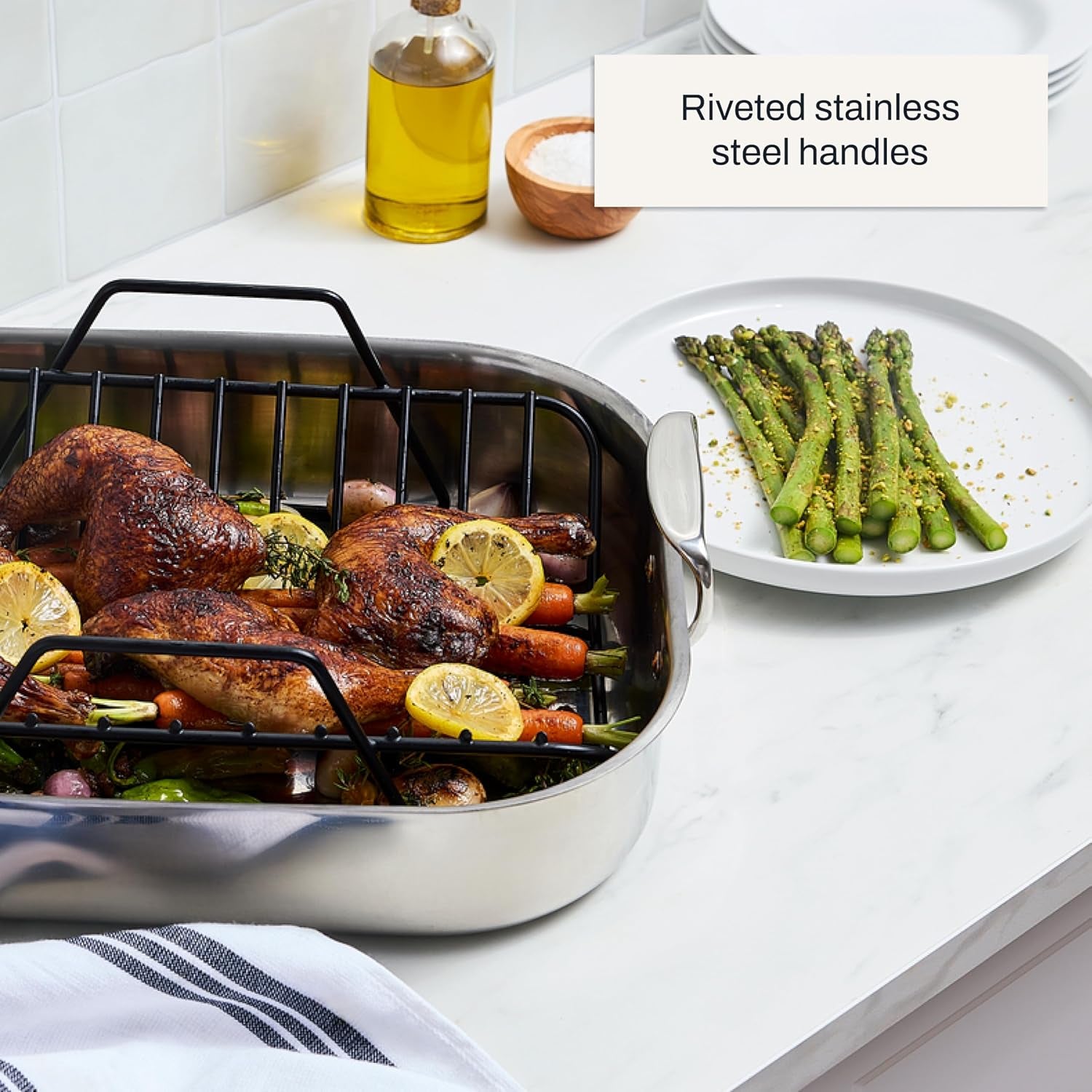 All-Clad Specialty Stainless Steel Roaster and Nonstick Rack 16x13x5 I