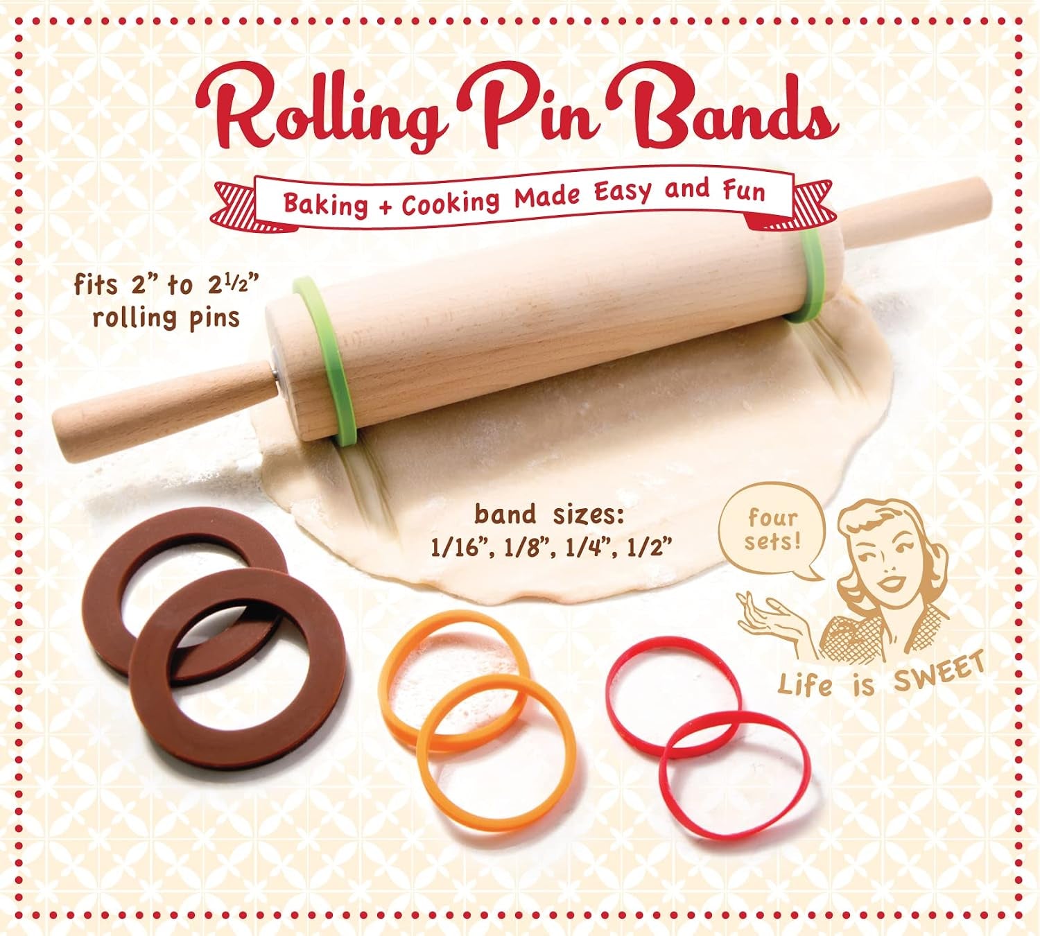 Silicone Rolling Pin Bands 8 Piece Set
