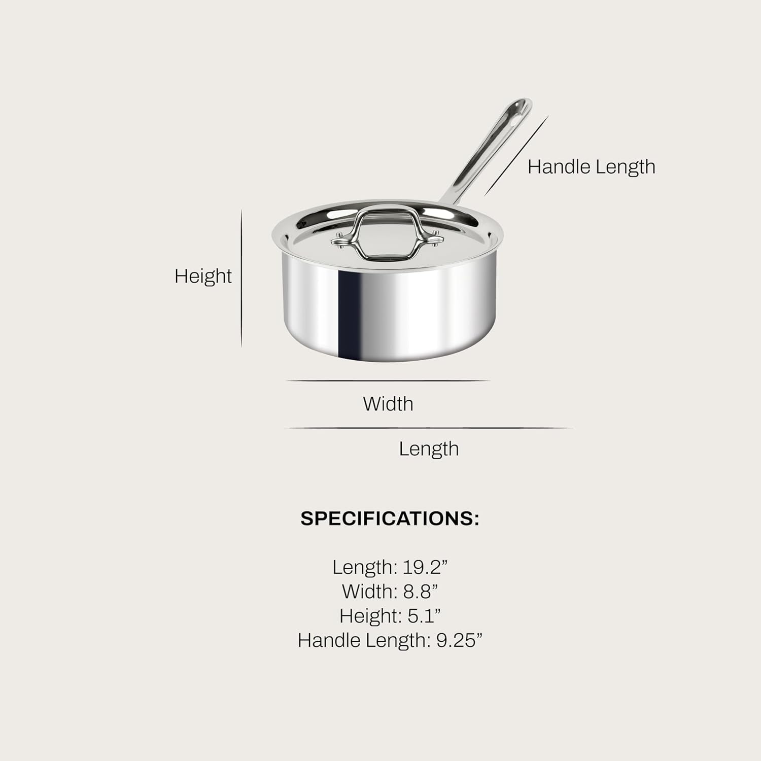 All-Clad D3 Stainless Steel 3 Quart Sauce Pan with Lid