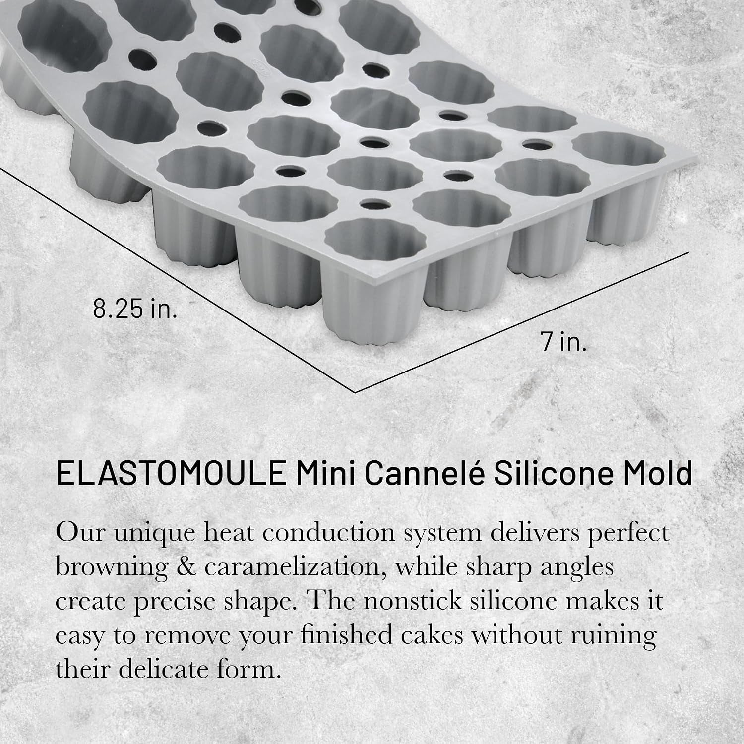 de Buyer ELASTOMOULE Mini-Cannele Silicone Mold - Creates 20 French Pa