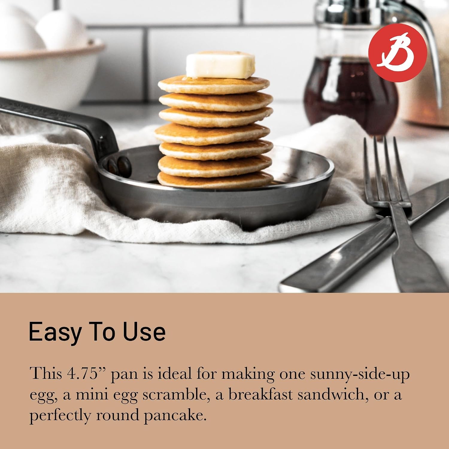 de Buyer MINERAL B Carbon Steel Egg & Pancake Pan - 4.75” Diameter - N