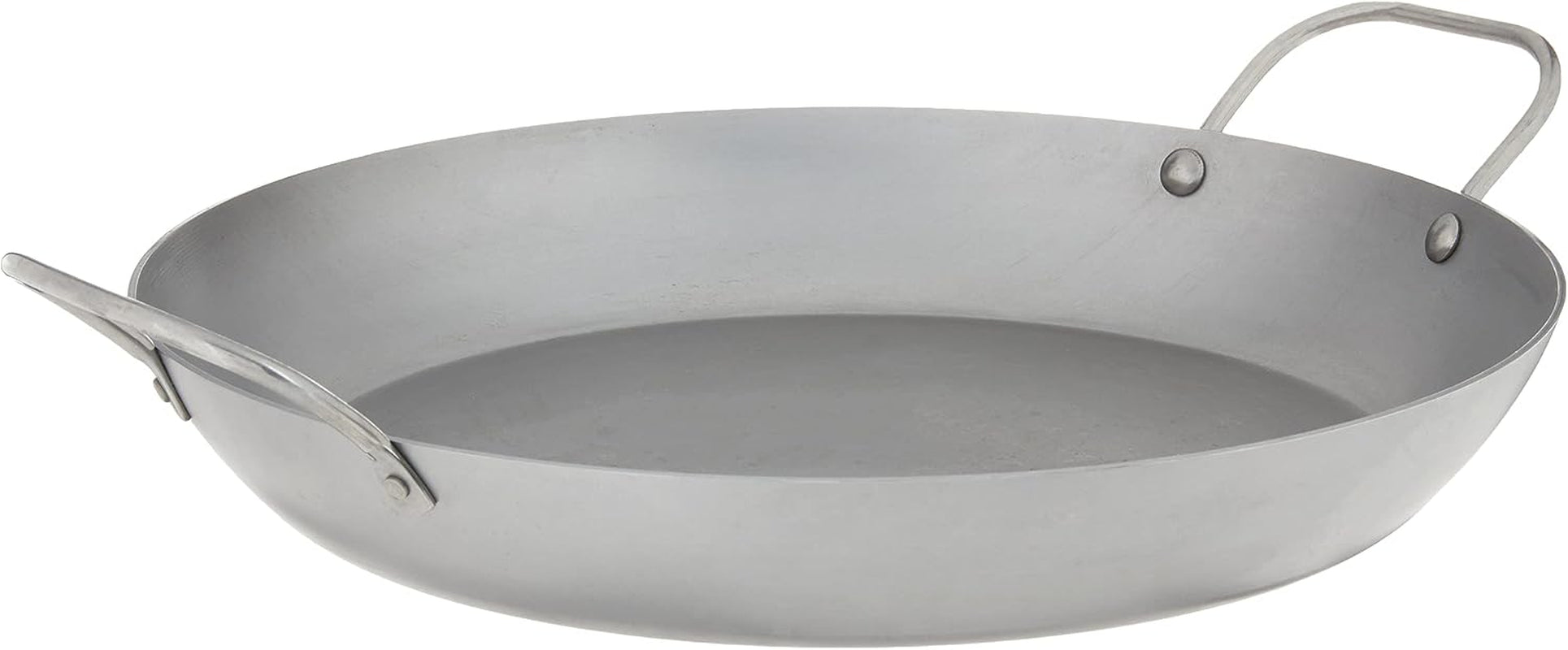 Mauviel M'Steel Black Carbon Natural Nonstick Paella Pan With Iron Handle, 15.7-in, Suitable For All Cooking Surfaces, Made in France