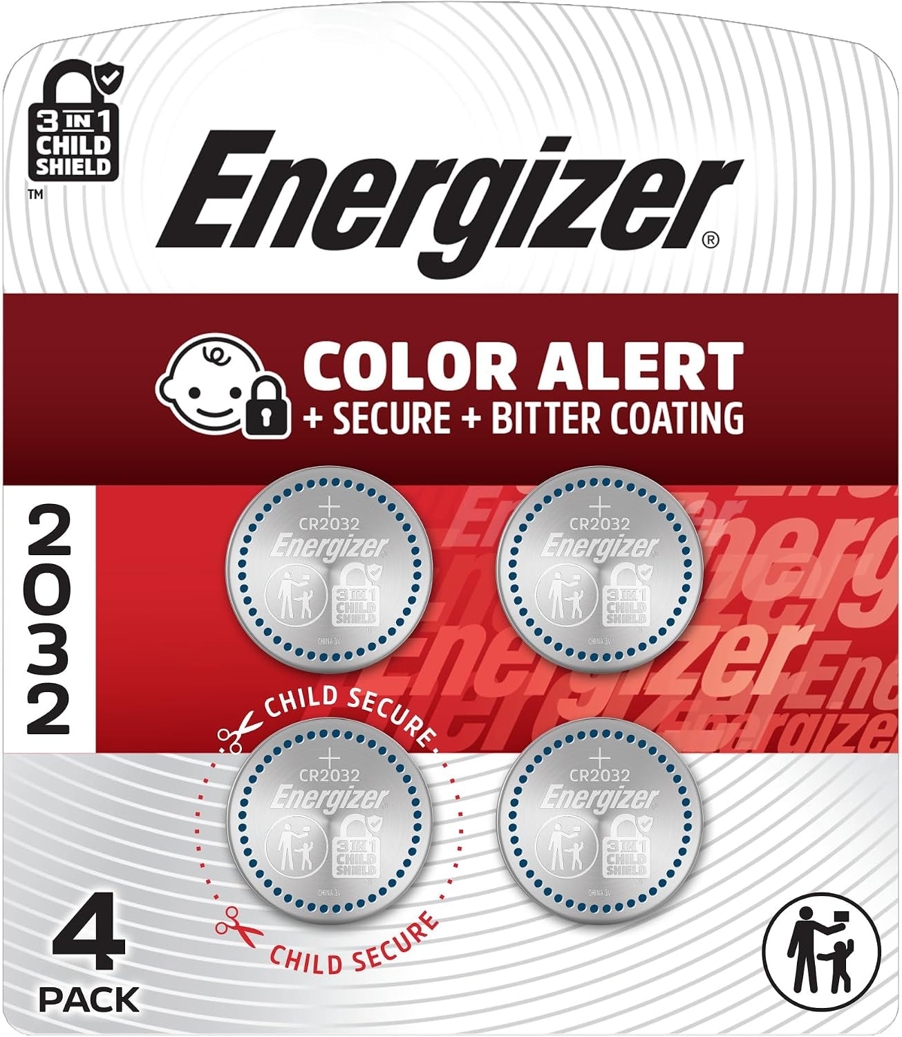 Energizer 2032 Batteries (4 Pack), 3V Lithium Coin Batteries