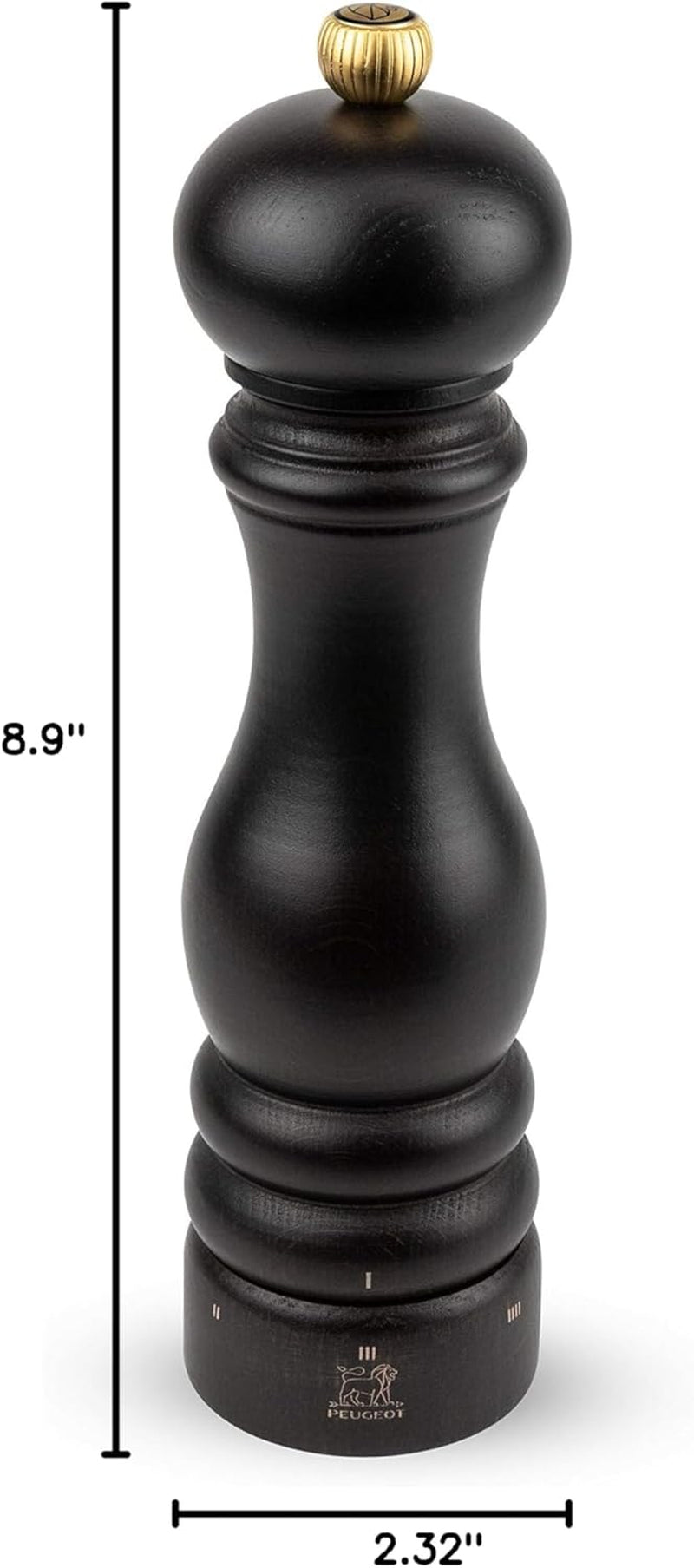 Pepper Mill, u'Select, Wood, Chocolate Finish, 22 cm - 9 in
