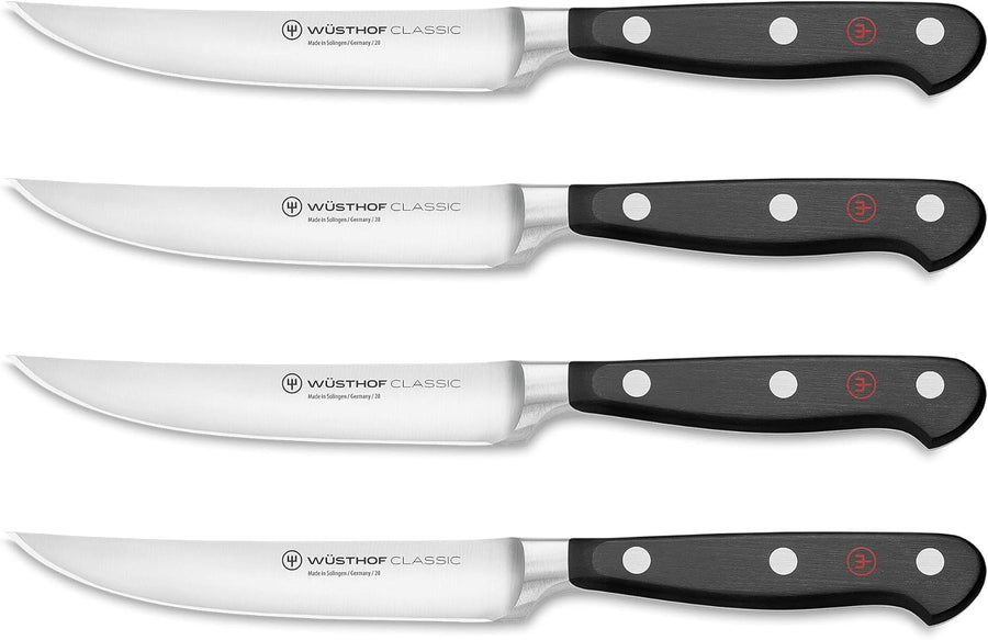 Wüsthof Classic 4-Piece Steak Knife Set, Black