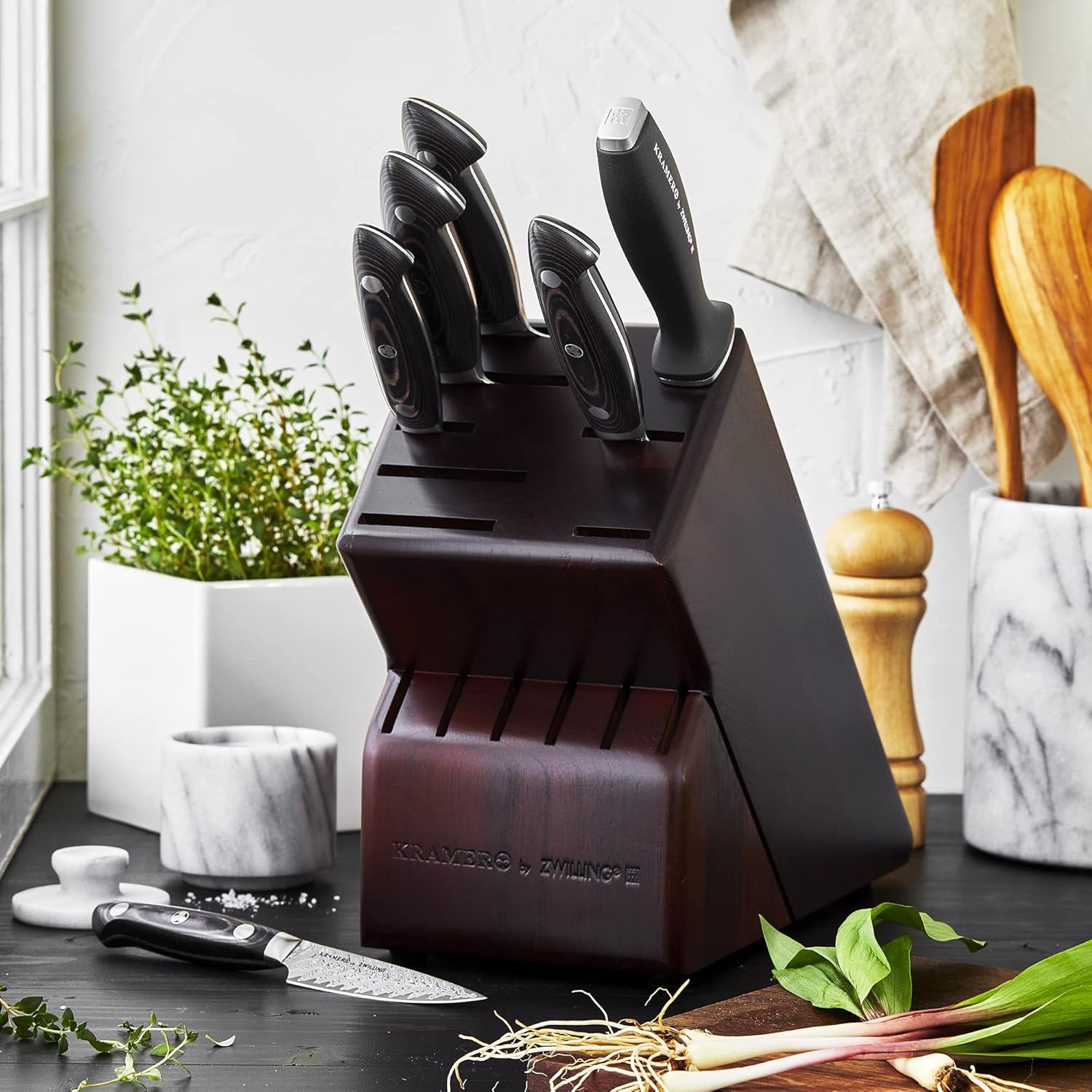 Damascus 7 Piece Knife Block Set