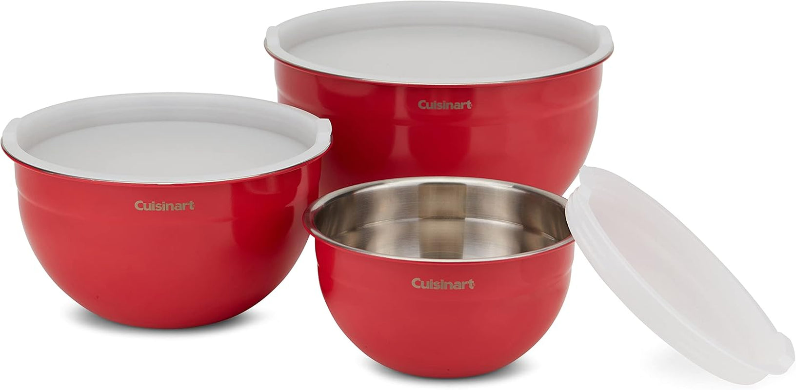 Cuisinart Mixing Bowl Set, Stainless Steel, 3‑Piece Nesting Bowls for 