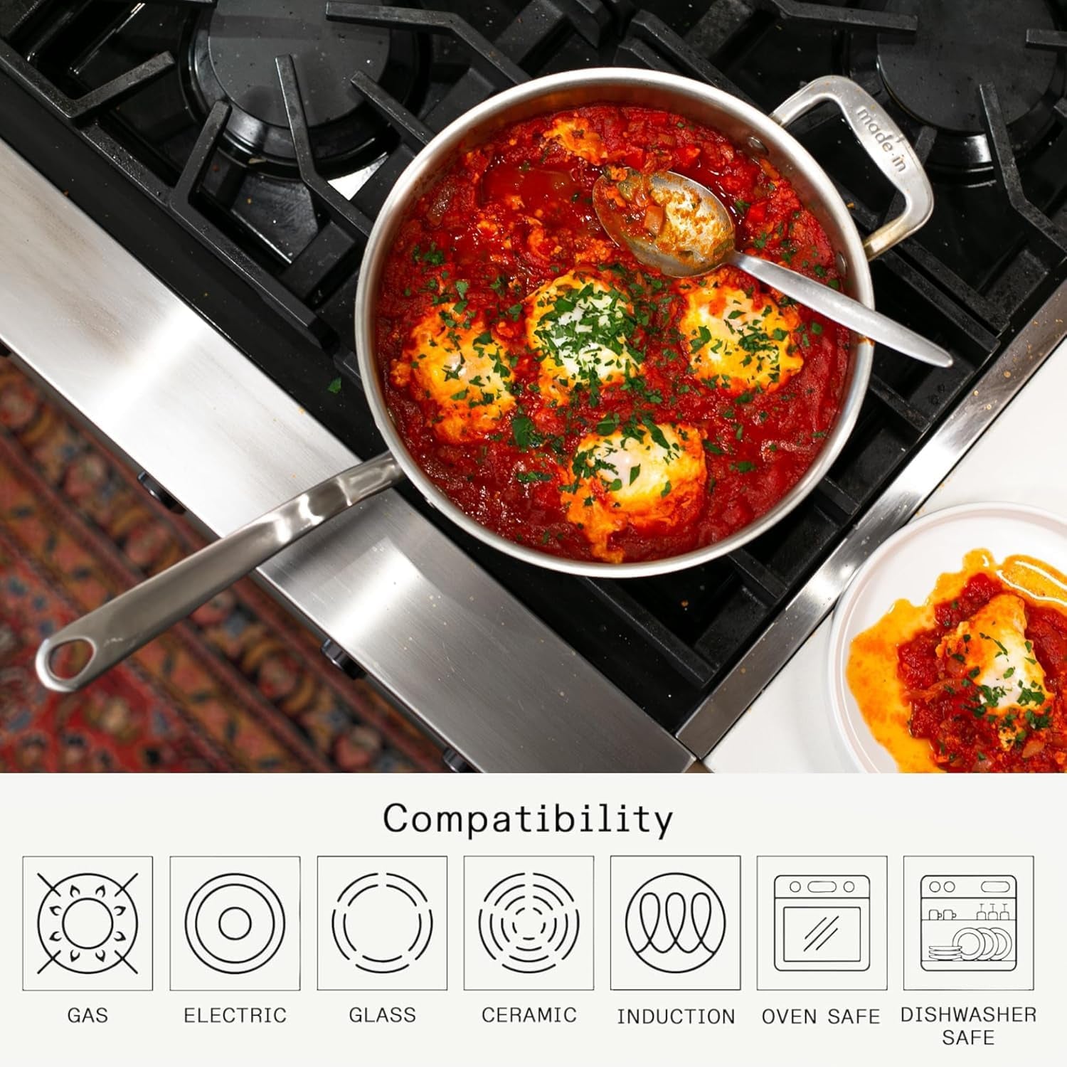 Made In Cookware - 3.5 Quart Stainless Steel Saute Pan - 5 Ply Stainle
