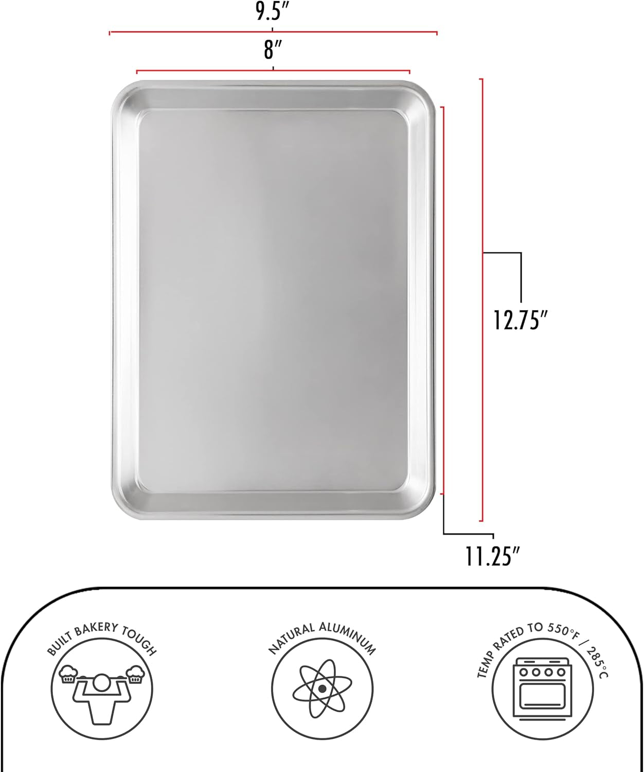 Fat Daddio's Natural Aluminum Quarter Sheet Pan, 2-Pack