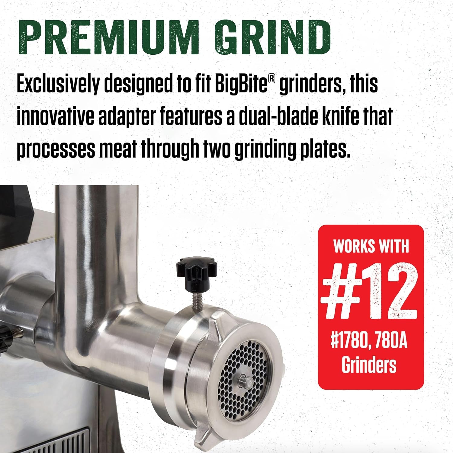 LEM Products #12 DualGrind Adapter, Stainless Steel Meat Grinder Attac