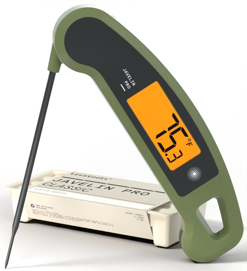 Lavatools Javelin® PRO Classic Ultra-Fast 2-Second Professional Digital Instant Read Meat Thermometer for Grill and Cooking, Auto-Rotating Backlit Display, IP65 Water Resistant, NSF Certified – Sambal