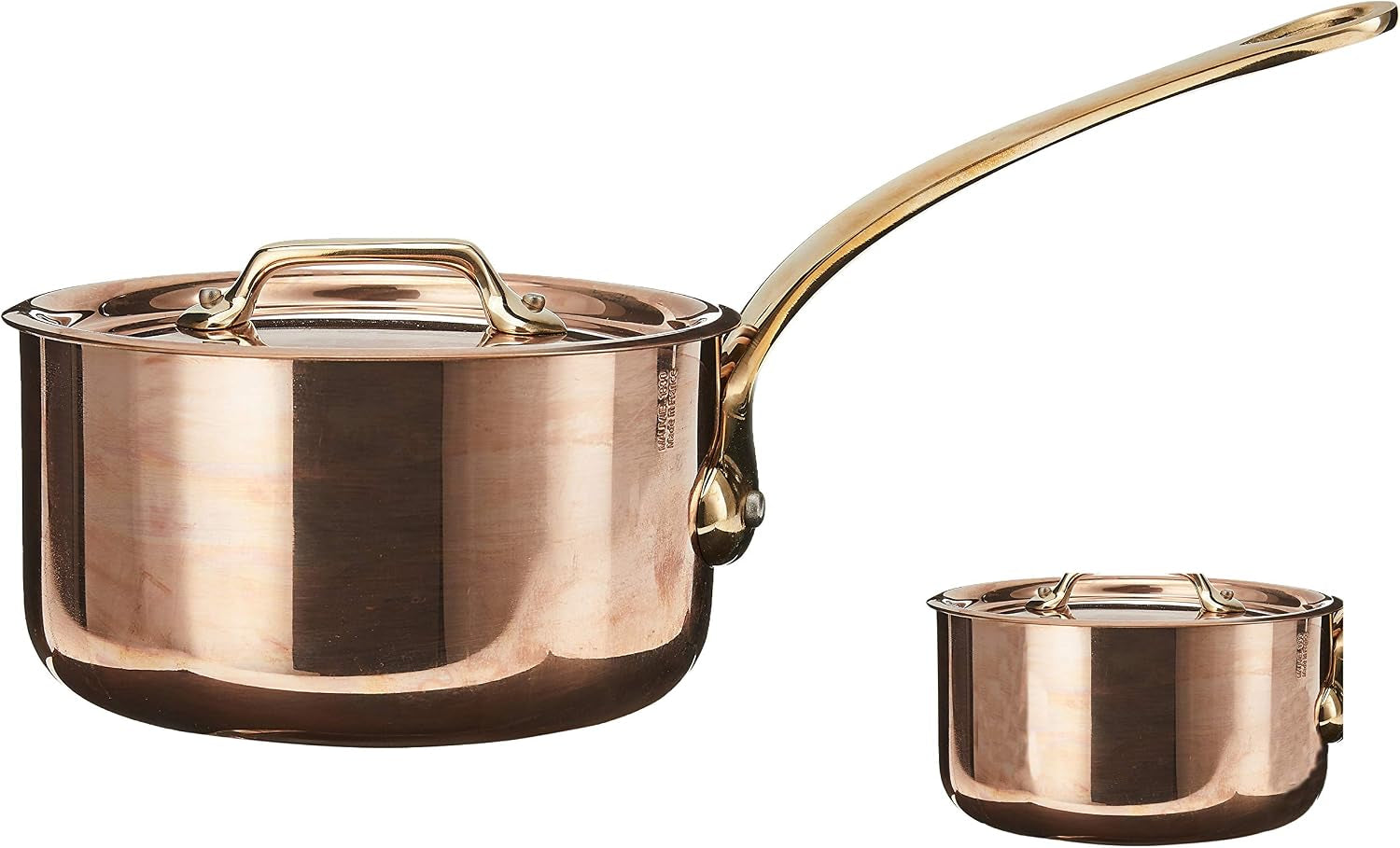 Mauviel M'250C 2.7-Quart Copper Saucepan with Lid