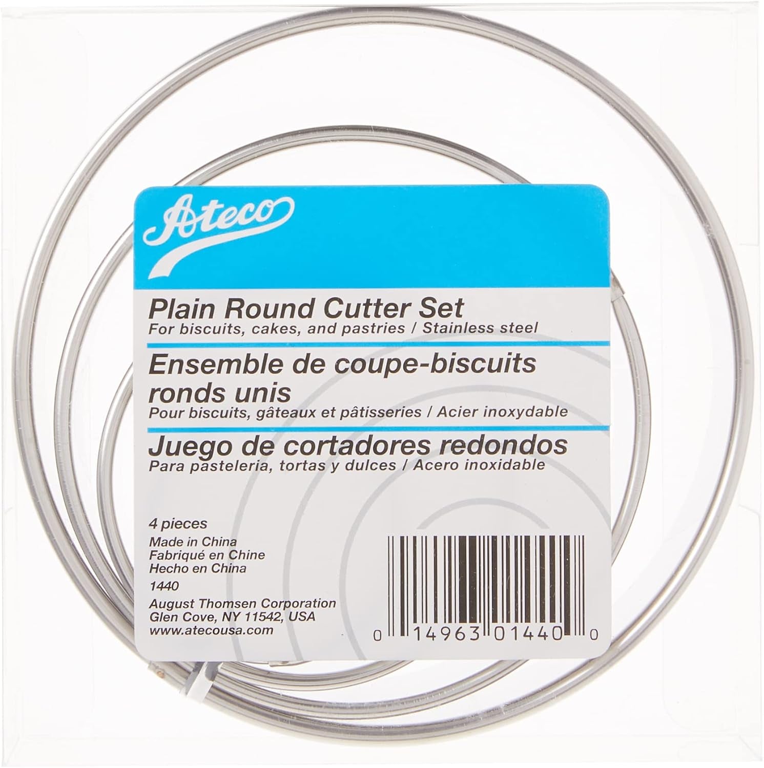 Ateco 4 Piece Stainless Steel Plain Edge Round Cutters Set