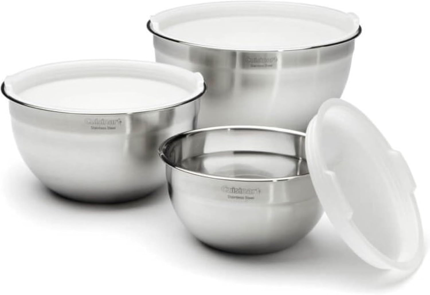 Cuisinart Mixing Bowl Set, Stainless Steel, 3‑Piece Nesting Bowls for 