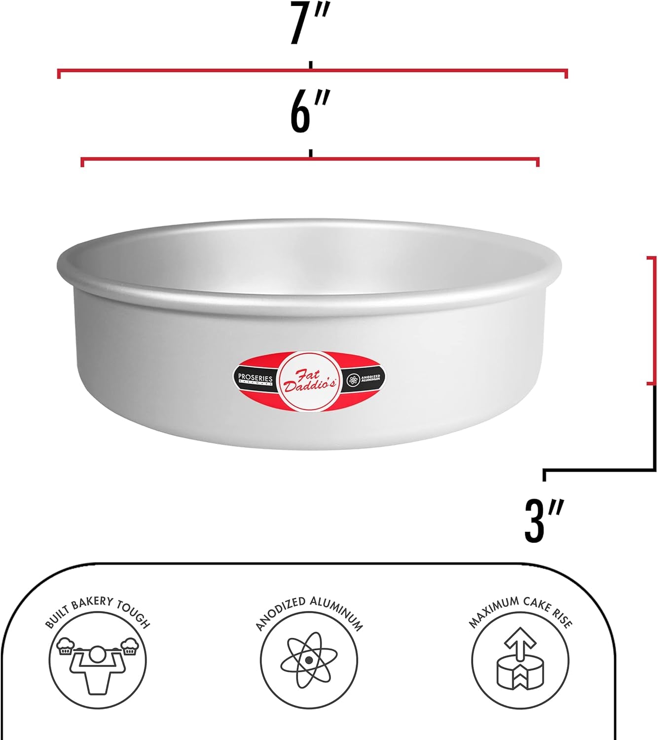 Fat Daddio's PRD-63 Anodized Aluminum Round Cake Pan, 6 x 3 inch