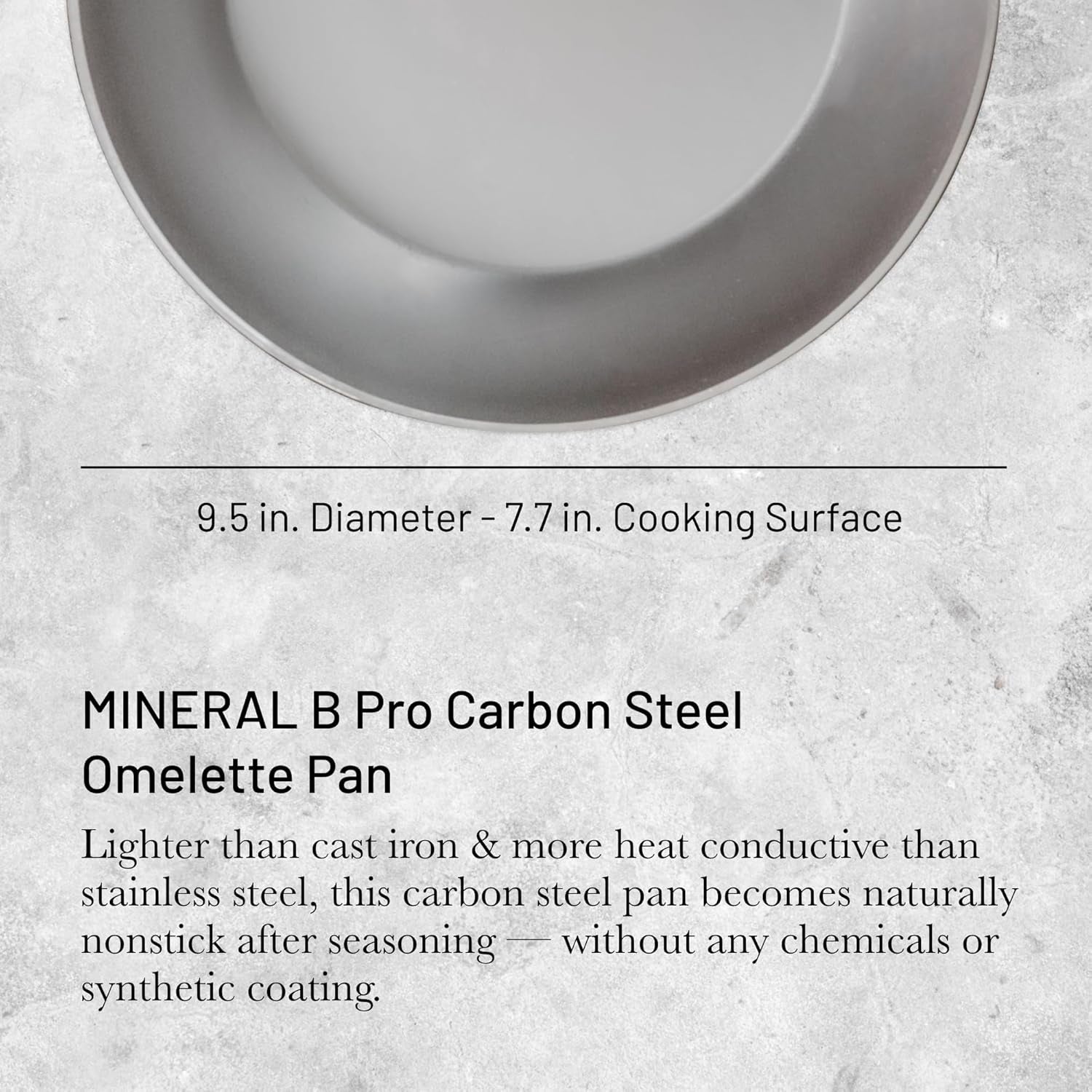 de Buyer MINERAL B Pro Carbon Steel Omelette Pan 9.5"