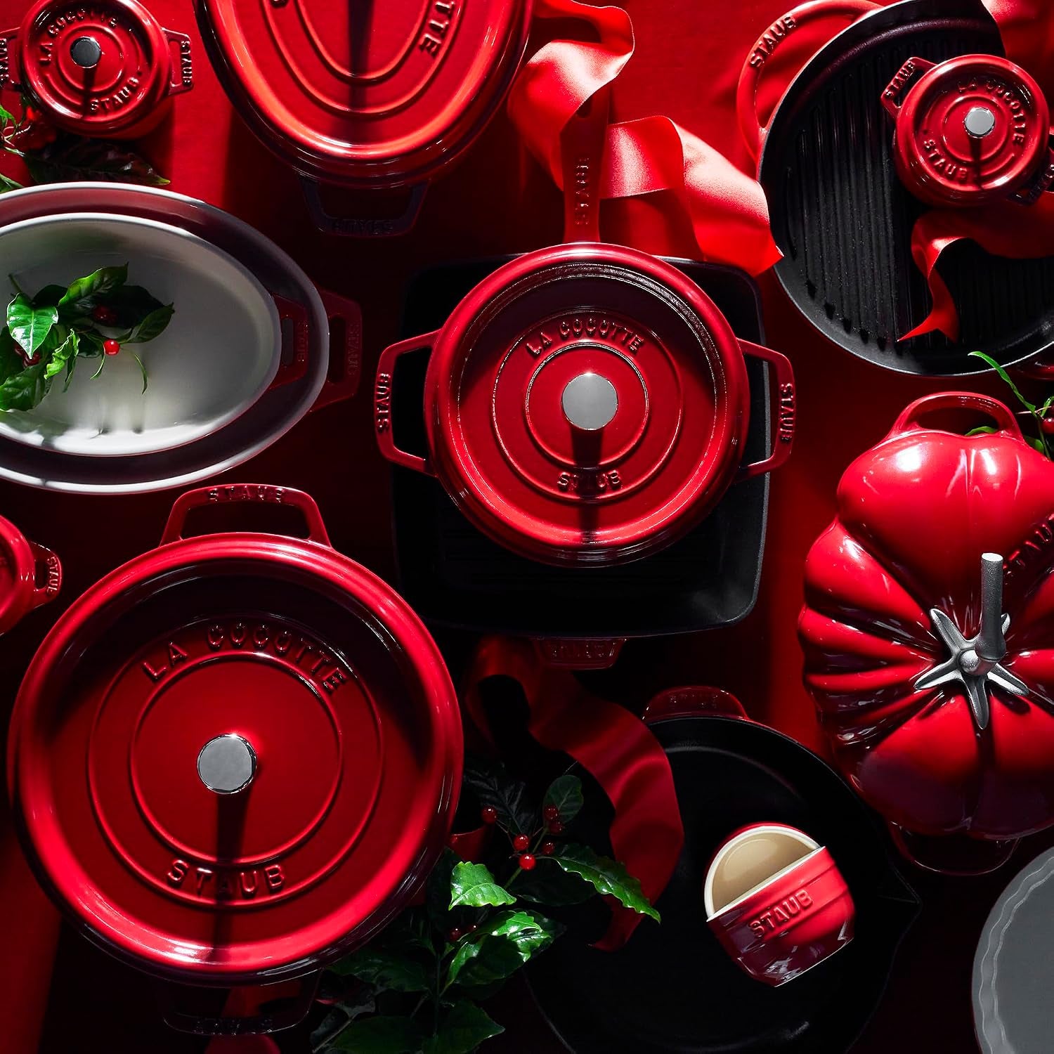 STAUB Cast Iron Dutch Oven 7-qt Oval Cocotte, Made in France, Serves 7-8, Cherry