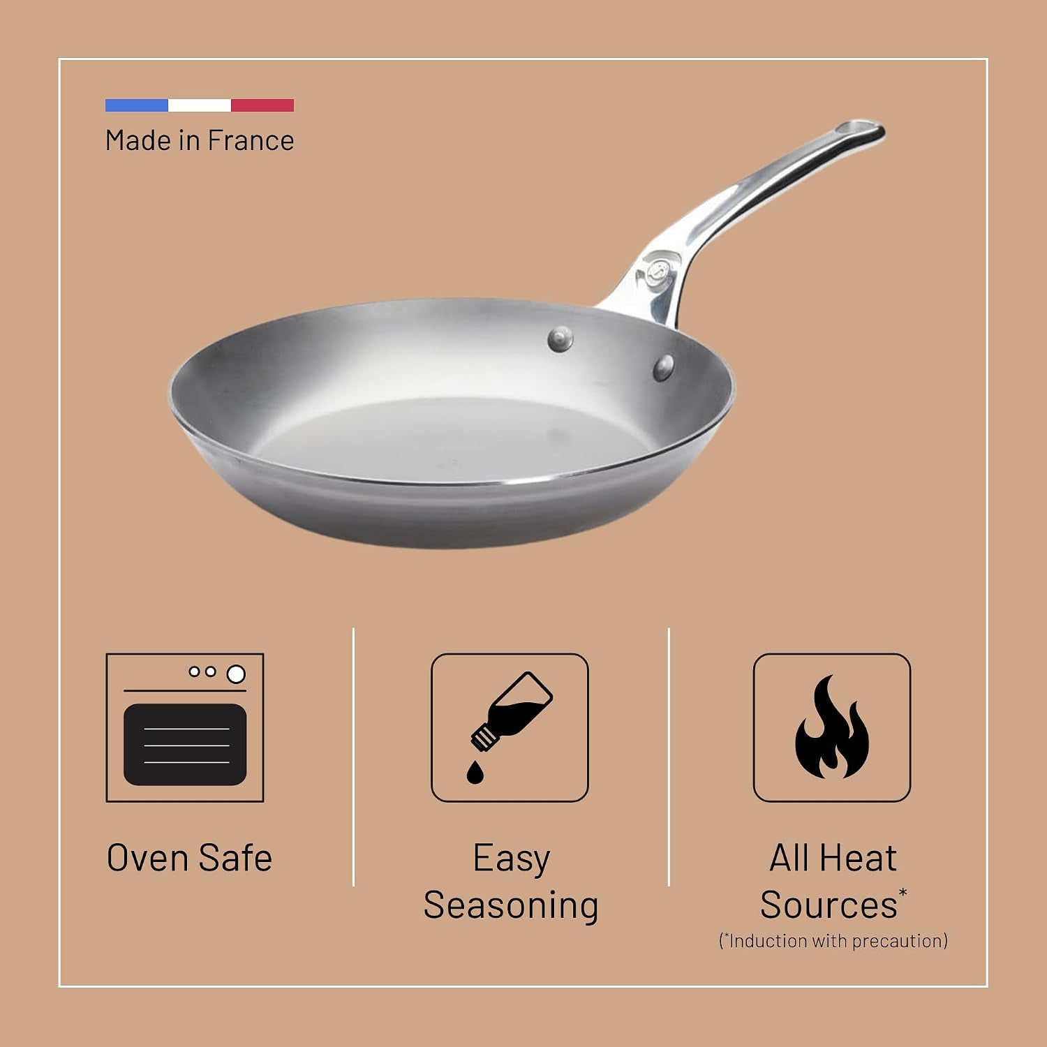 de Buyer MINERAL B Pro Carbon Steel Fry Pan 9.5"