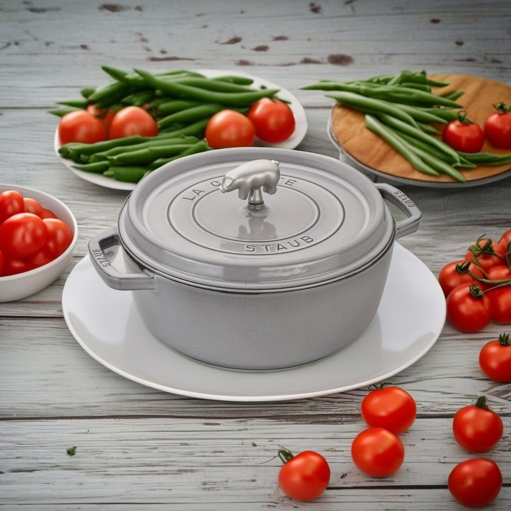 Staub 6-Quart Shallow Wide Round Cocotte - Graphite Grey