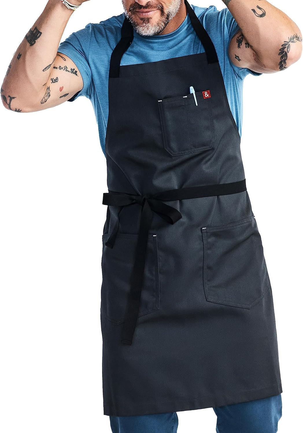 hedley & bennett Essential Apron - Adjustable Bib Chef Apron with 3 Po