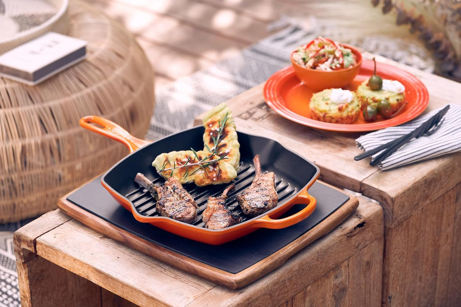 Le Creuset Enameled Cast Iron Signature Square Skillet Grill, 10.25"