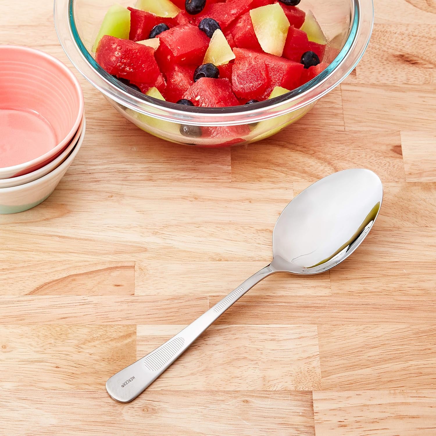 Mercer Culinary 18-8 Stainless Steel Plating Spoon with Solid Bowl, 9 