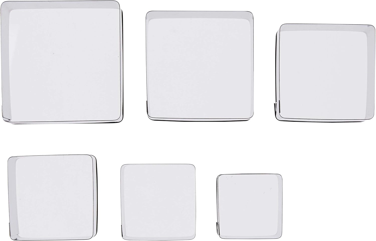 Ateco Plain Edge Square Cutters in Graduated Sizes, Stainless Steel, 6