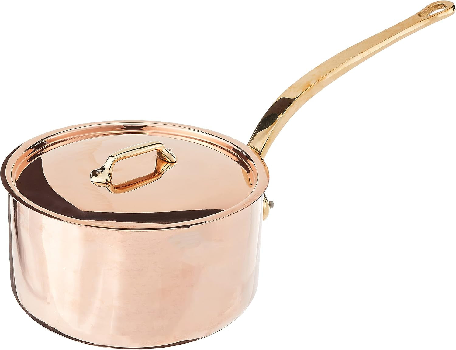 Mauviel M'250C 2.7-Quart Copper Saucepan with Lid
