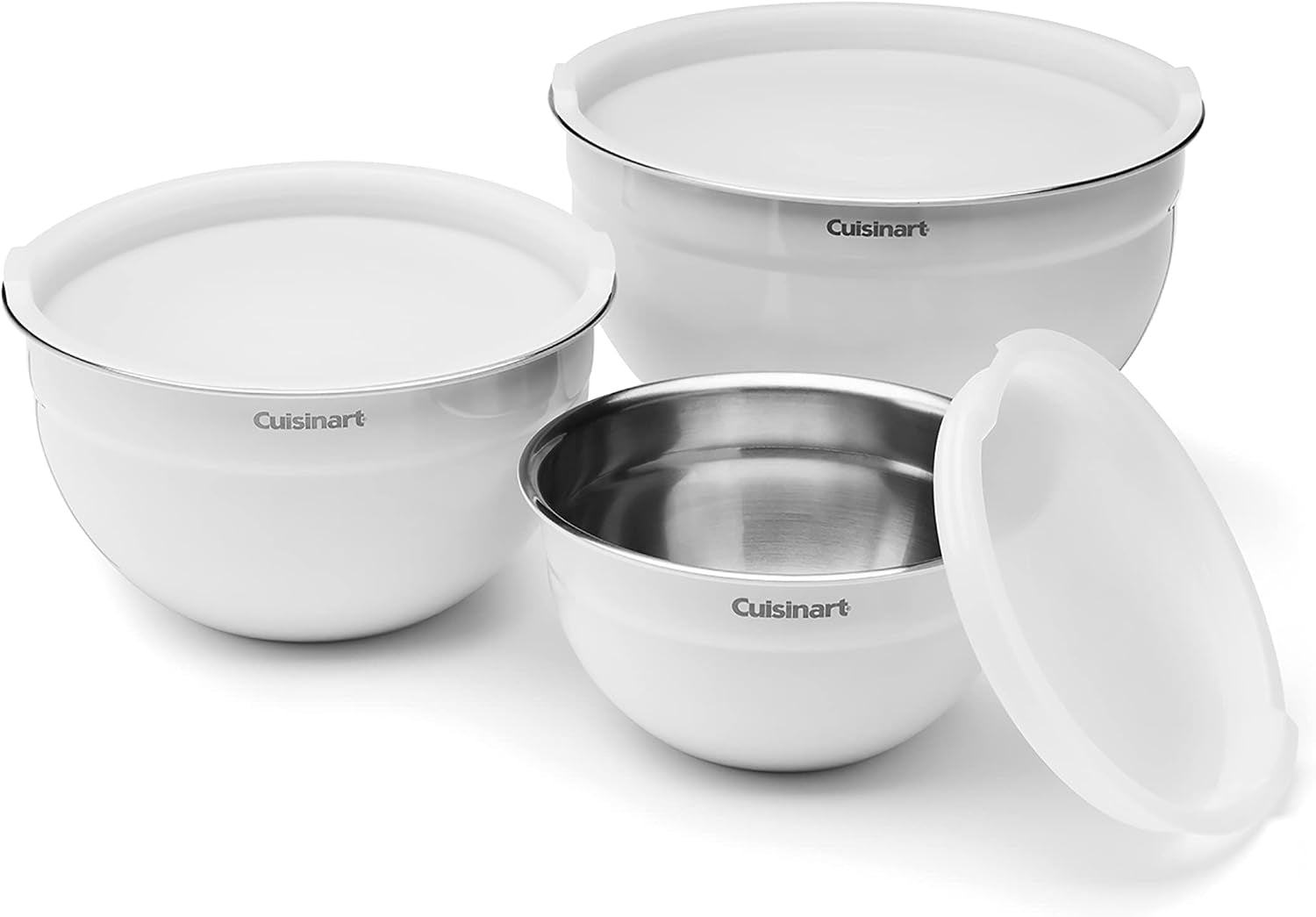 Cuisinart Mixing Bowl Set, Stainless Steel, 3‑Piece Nesting Bowls for 
