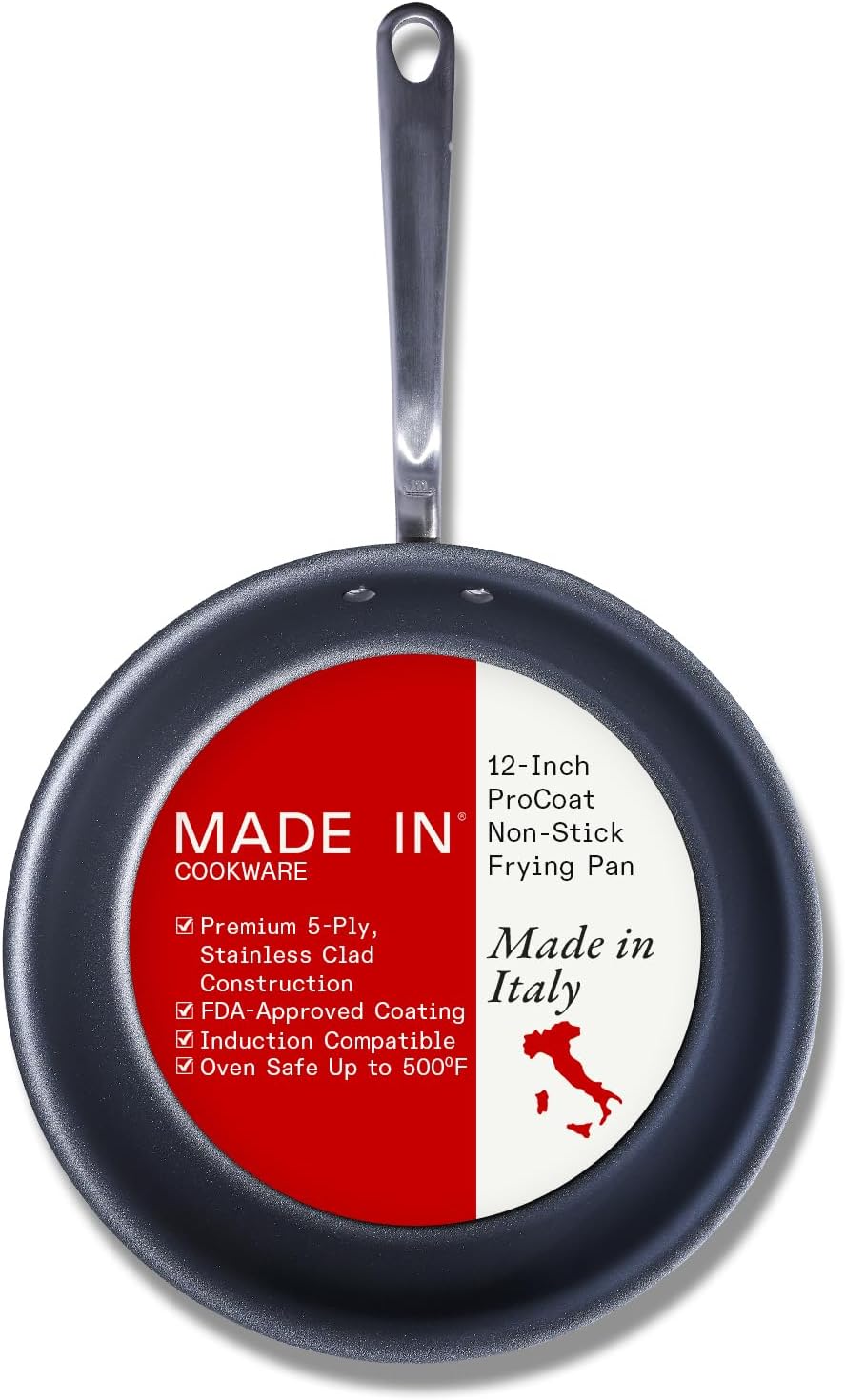 Made In Cookware - ProCoat 8" Non Stick Frying Pan (Graphite) - 5 Ply Stainless Clad Nonstick - Professional Cookware - Crafted in Italy - Induction Compatible