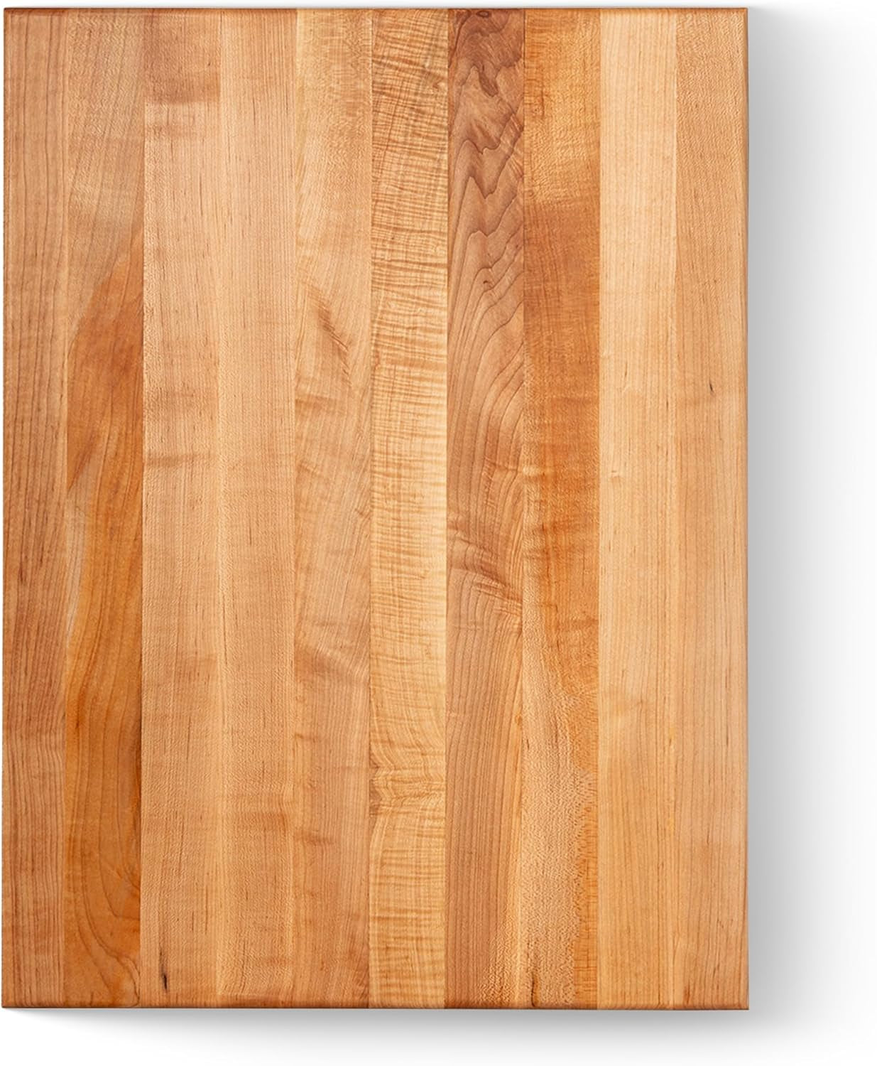 John Boos Handle Boards Series Rectangular Wooden Maple Cutting Board 24”x18” – 2.25” Thick, 30-lb Reversible Butcher Block with Juice Groove, Edge-Grain & Metal Handles