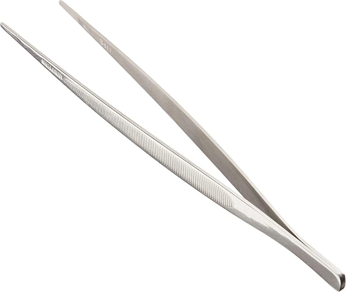 Mercer Culinary 18-8 Stainless Steel Chef Plating Tongs Straight Tip 9-3/8 Inch