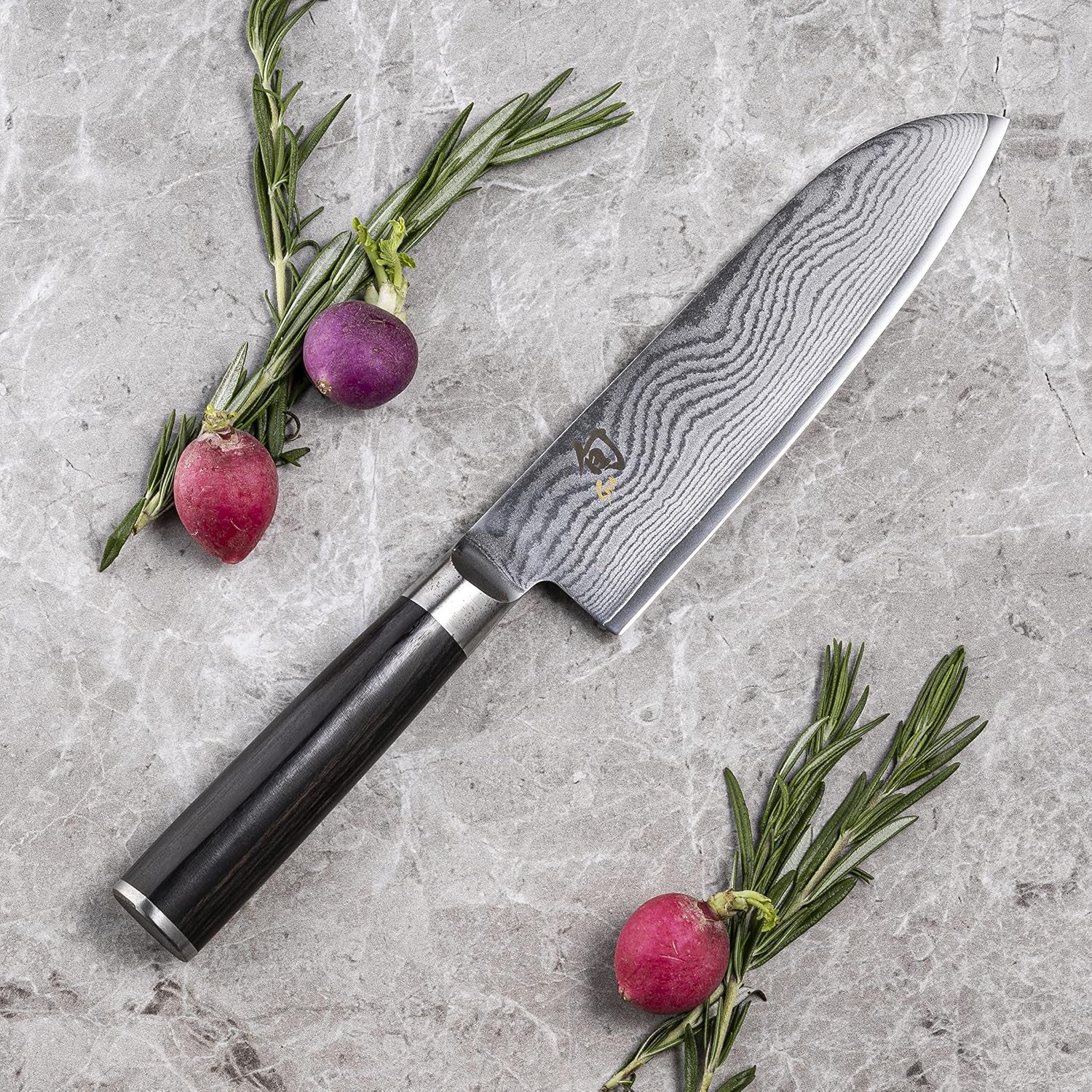 Shun Classic 7" Santoku Knife | Handcrafted Japanese All Purpose Knife, VG-MAX Core with Damascus Stainless Steel Cladding, Pakkawood Handle