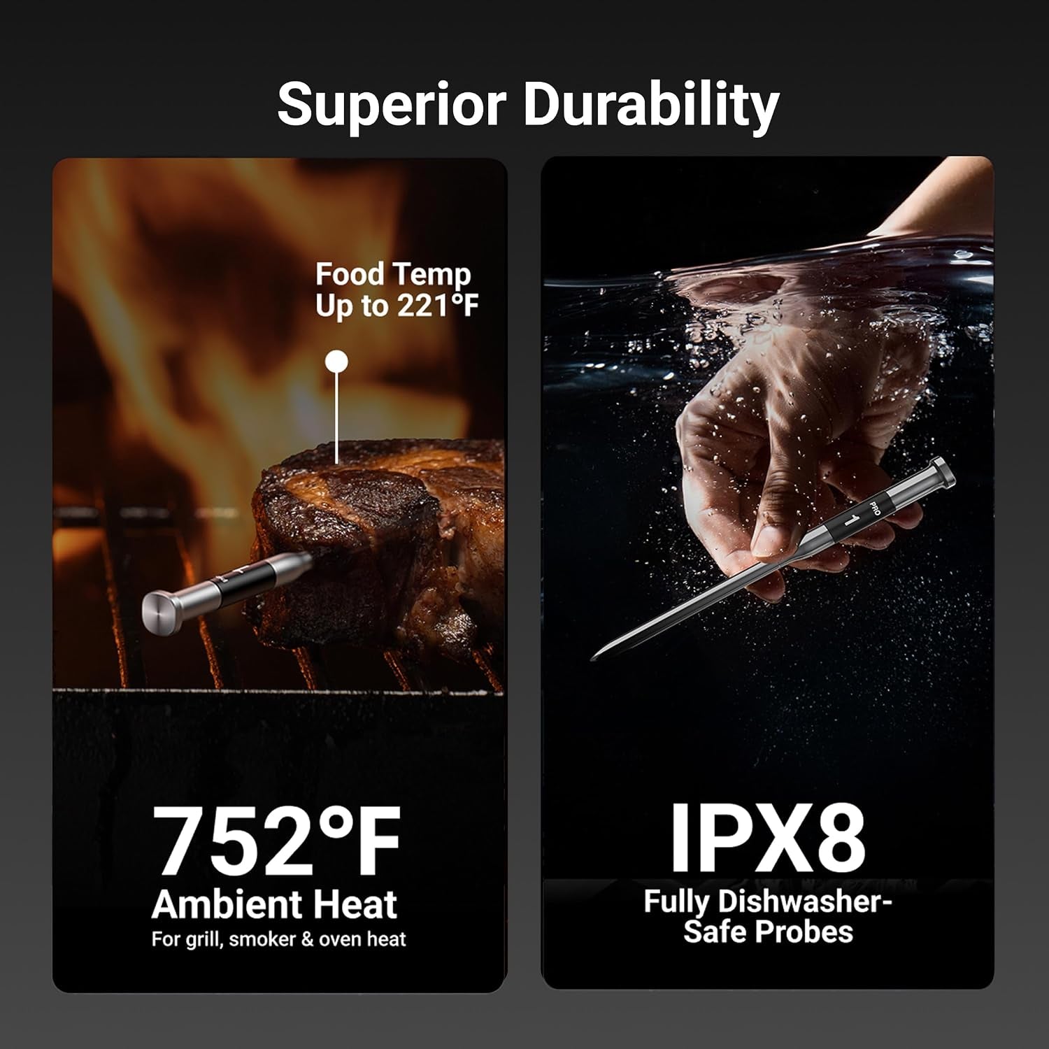 ThermoMaven Sub-1G Wireless Meat Thermometer, 4 Probes WiFi Thermometer | 3000FT Open Range, Smart App + Base Control, 6 Sensor NIST ±0.5°F Accuracy, BBQ Smoker Grill Oven, Brisket Steak Turkey Pork
