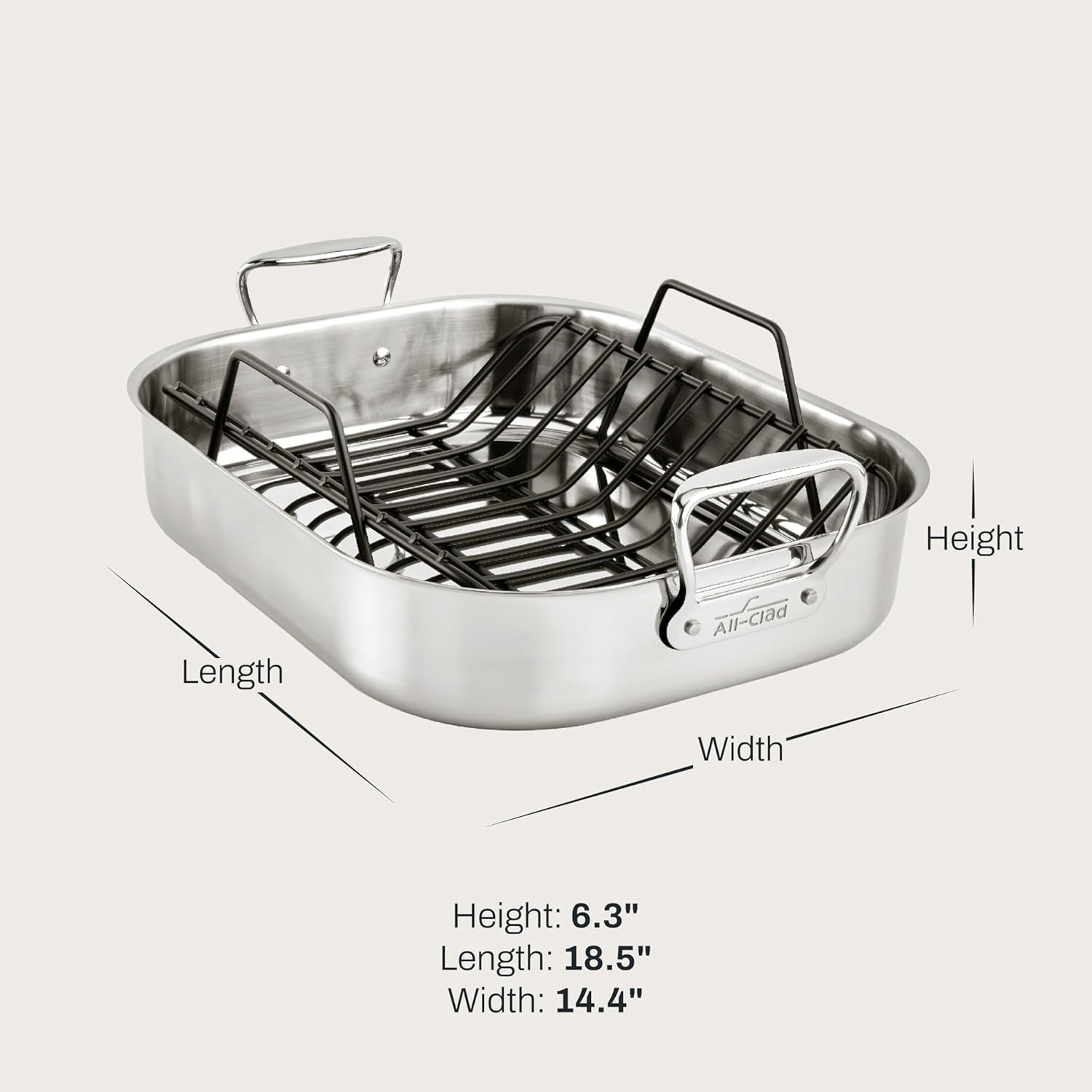 All-Clad Specialty Stainless Steel Roaster and Nonstick Rack 16x13x5 I