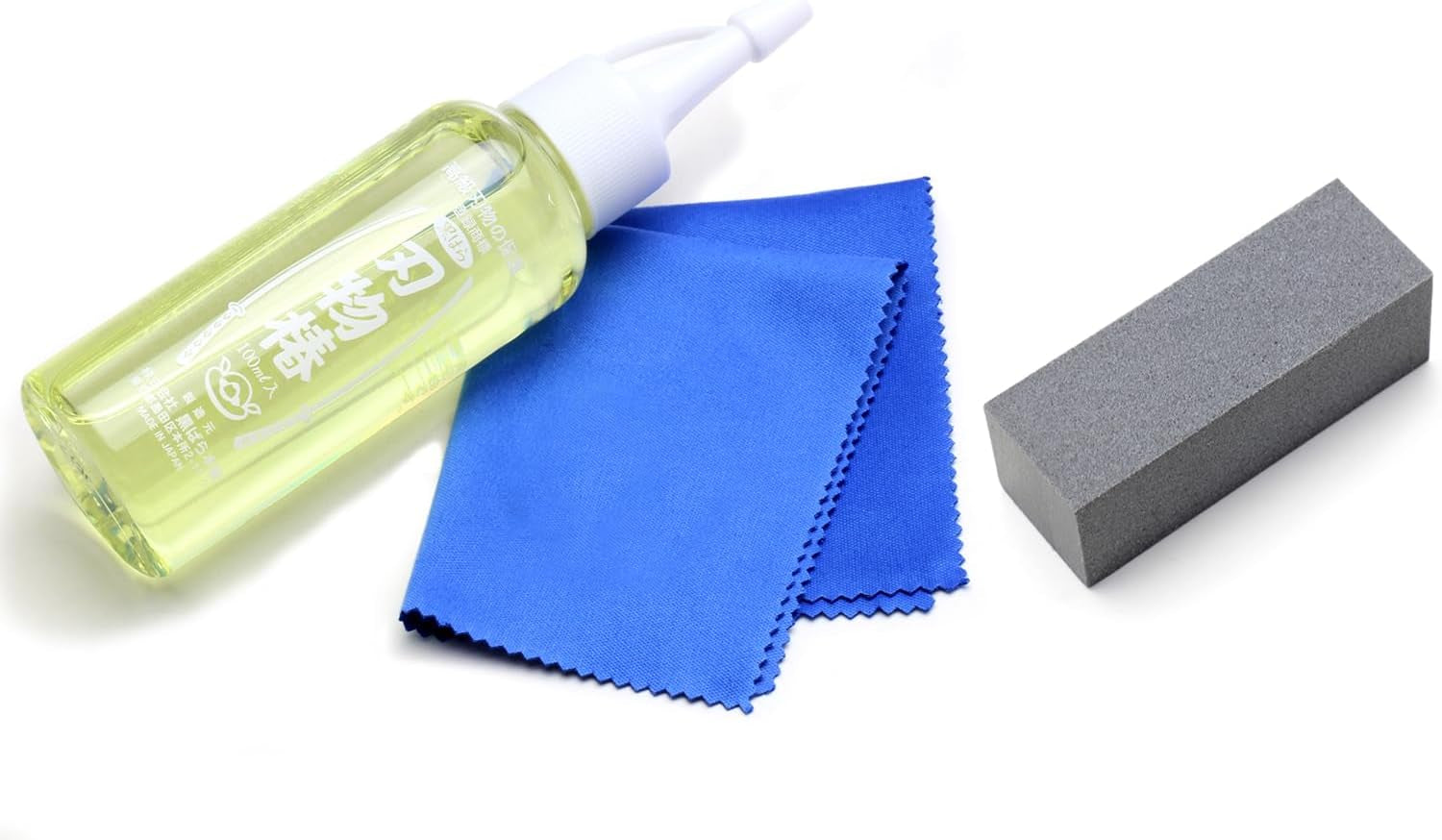 Yoshihiro 100% Pure Tsubaki Japanese Knife Maintenance Oil 3.4 oz & Large Sabitori Rust Erasers Set