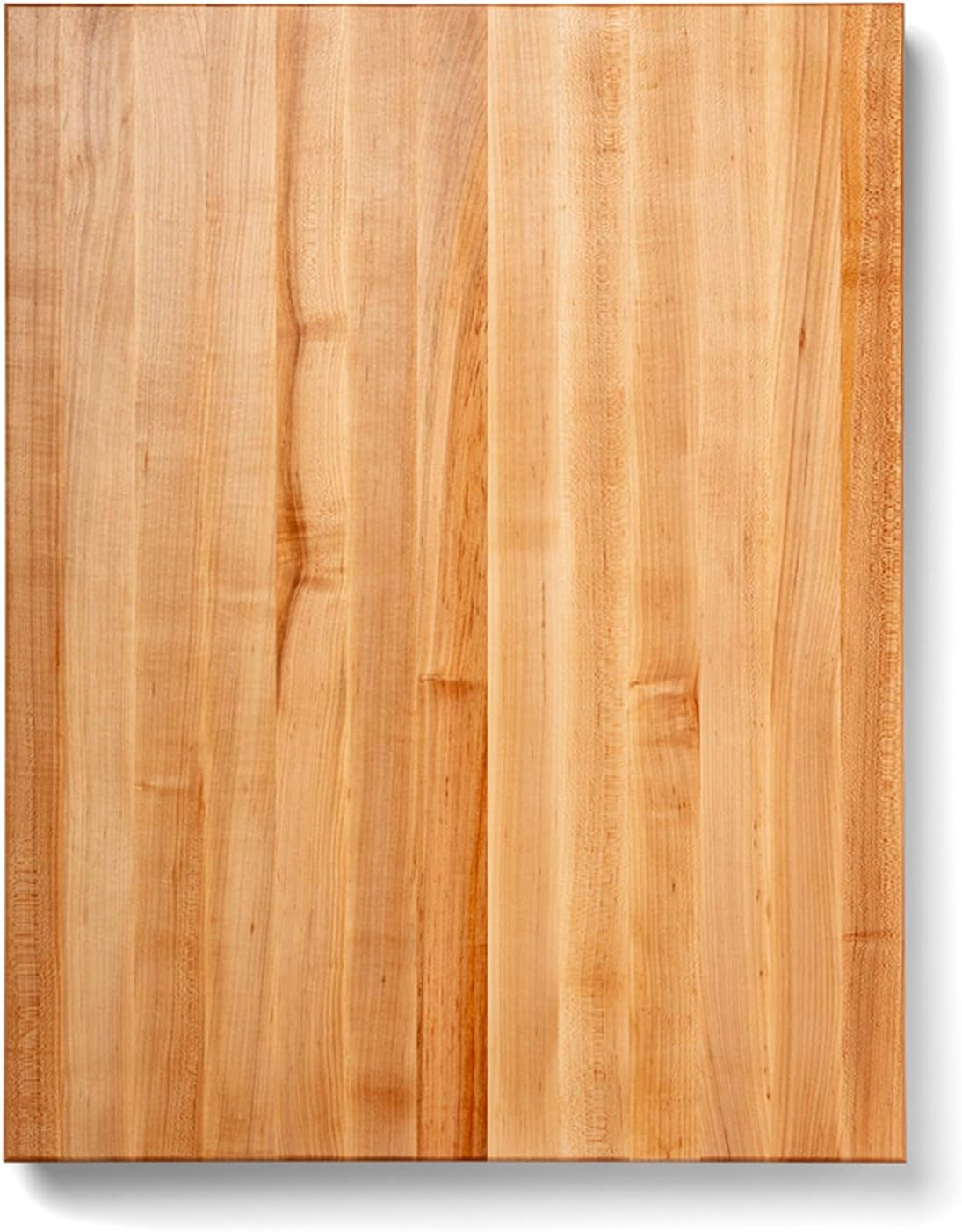 John Boos Handle Boards Series Rectangular Wooden Maple Cutting Board 24”x18” – 2.25” Thick, 30-lb Reversible Butcher Block with Juice Groove, Edge-Grain & Metal Handles