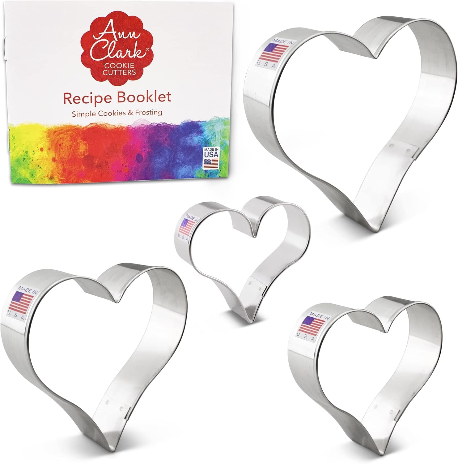 Ann Clark Heart Cookie Cutters 4-Pc Set (2-3/4\", 3-1/4\", 3-3/4\", 4\