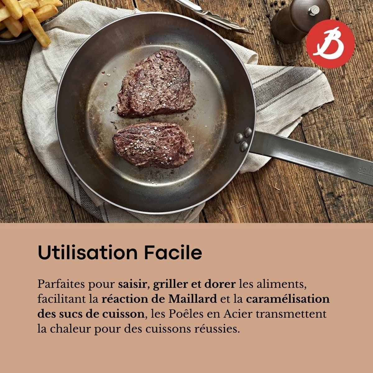 de Buyer Mineral B 12.5-Inch Carbon Steel Fry Pan