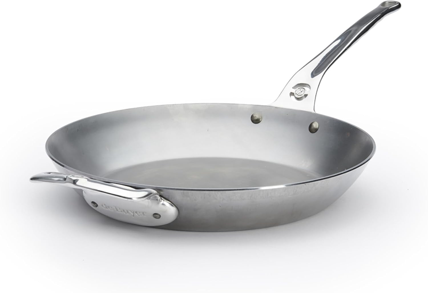 de Buyer MINERAL B Pro Carbon Steel Country Fry Pan with Helper Handle 12.5"
