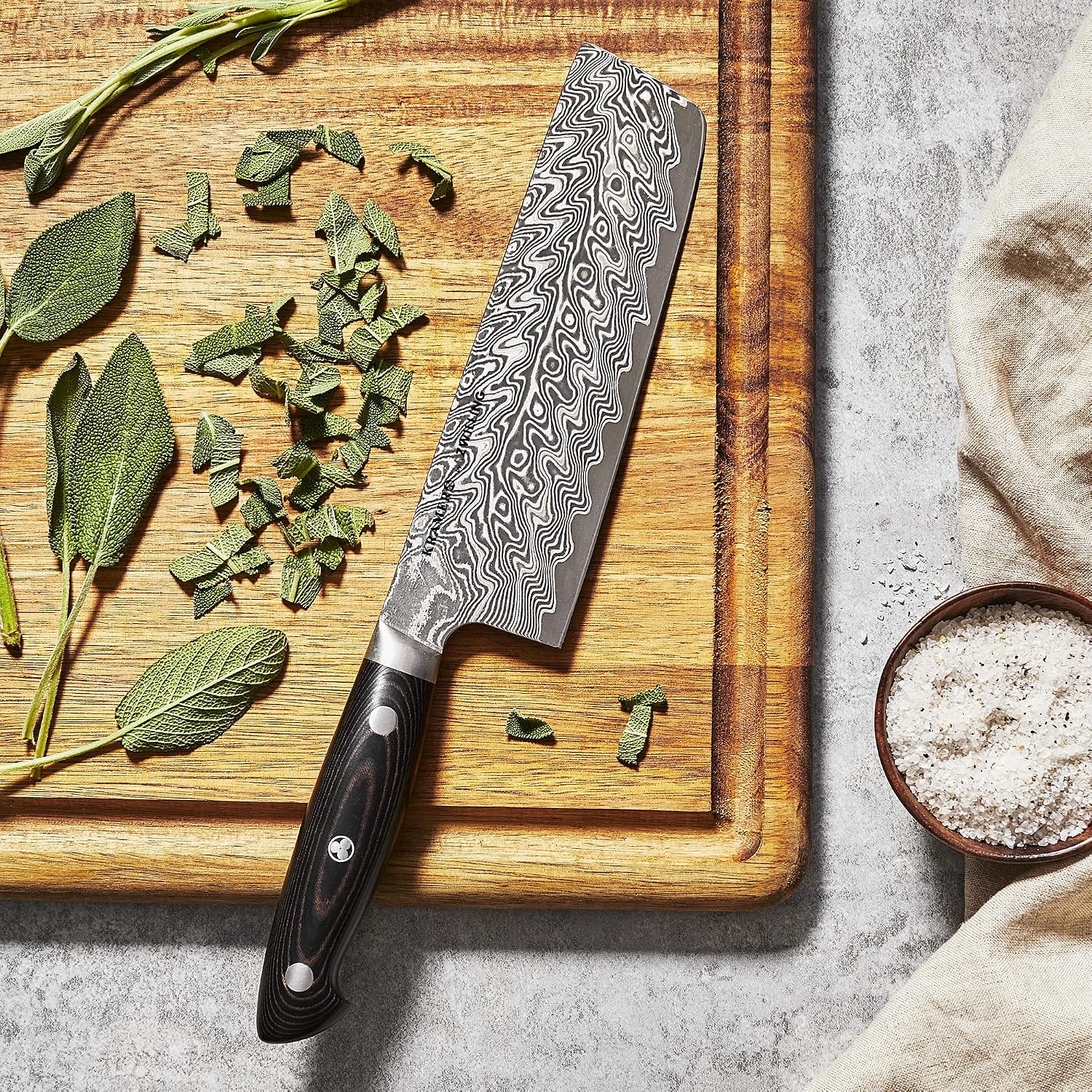Damascus German Nakiri Knife 6.5 Inch