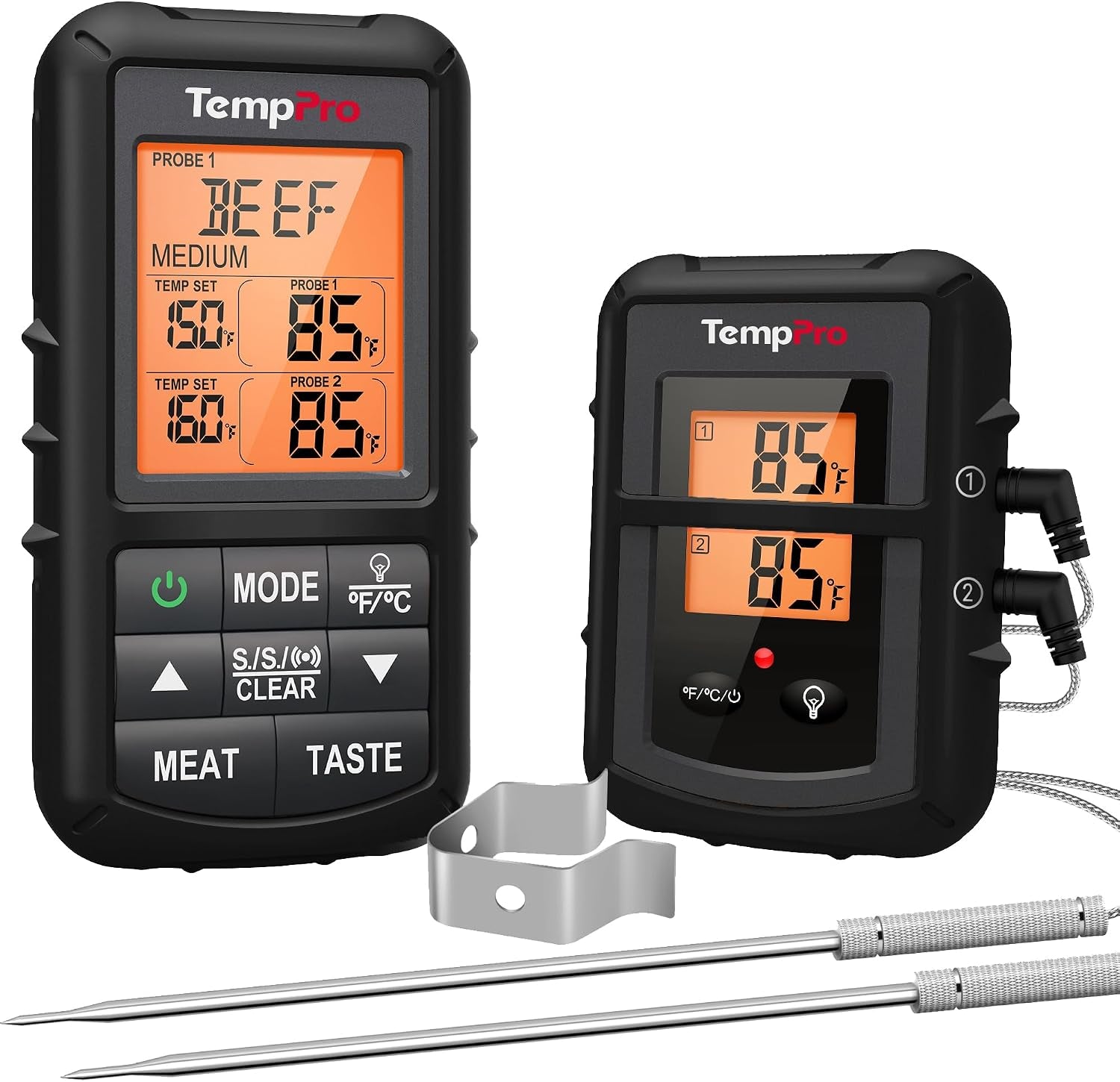 TempPro TP20 500FT Wireless Meat Thermometer with Dual Meat Probe, Digital Cooking Food Meat Thermometer Wireless for Smoker BBQ Grill Thermometer Beef Steak Turkey Thermometer (Previously ThermoPro)