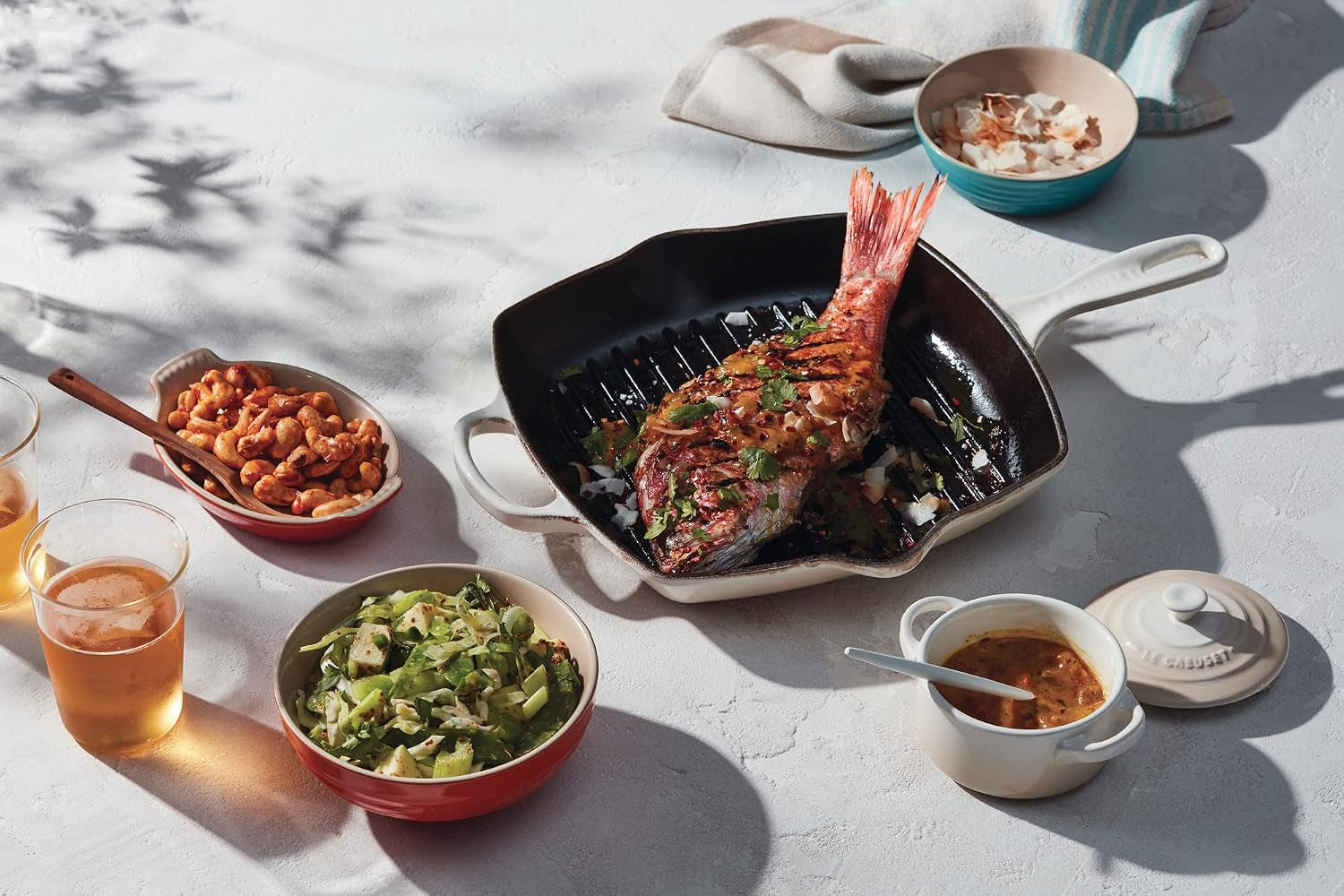 Le Creuset Enameled Cast Iron Signature Square Skillet Grill, 10.25"