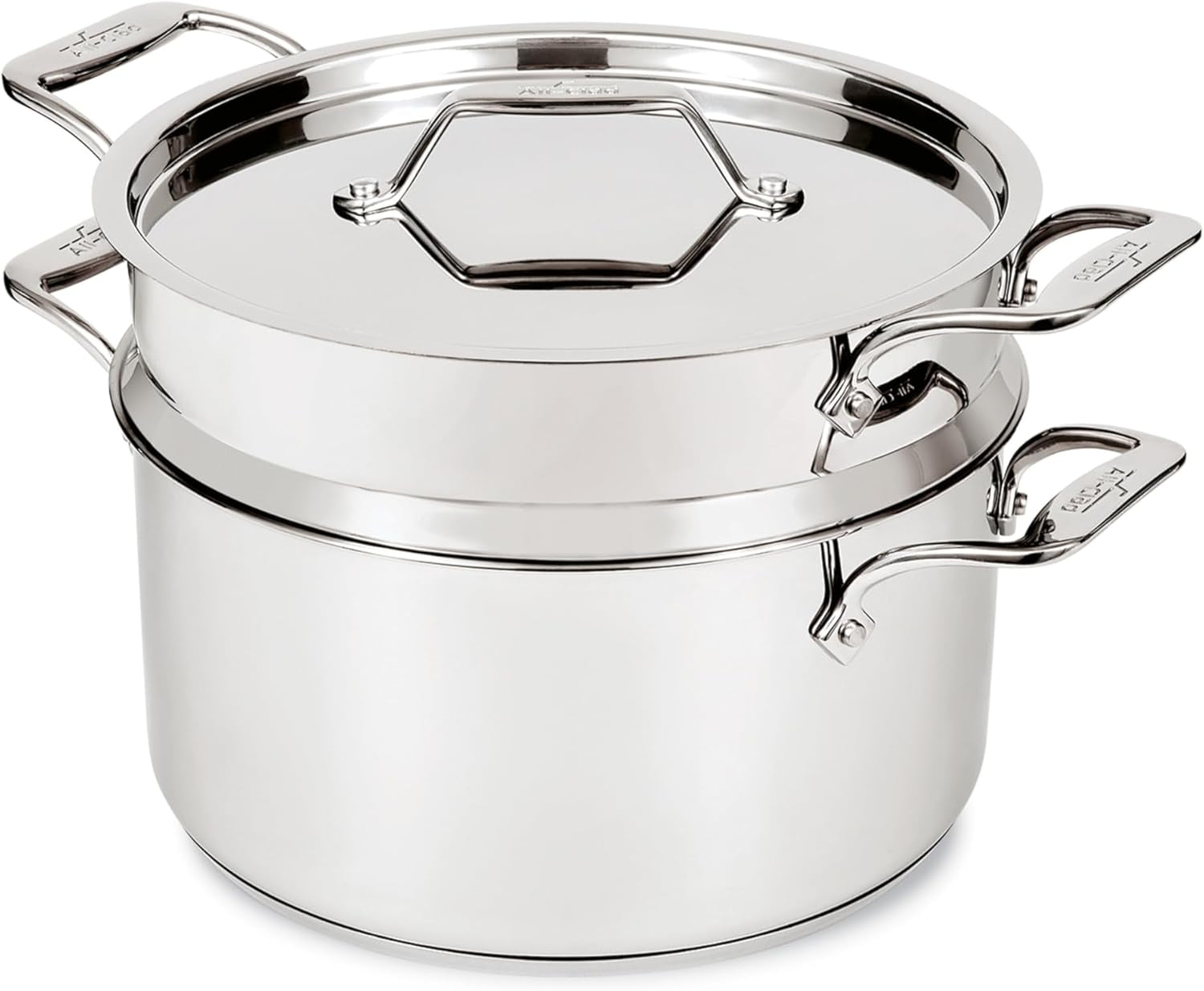 All-Clad Simply Strain Stainless Steel Stockpot, Multipot with Insert & Lid, 16 Quart Induction Oven Broiler Safe 600F, Strainer, Pasta Strainer with Handle, Steamer Pot, Pots and Pans, Silver