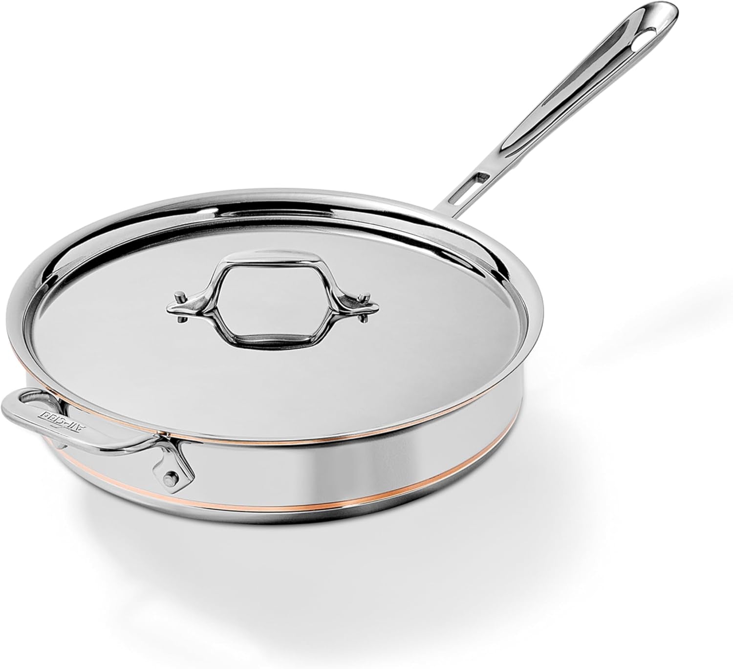 All-Clad Copper Core 5-Ply Stainless Steel Sauté Pan with Steel Lid 5 Quart Induction Oven Broiler Safe 600F Pots and Pans, Cookware Silver