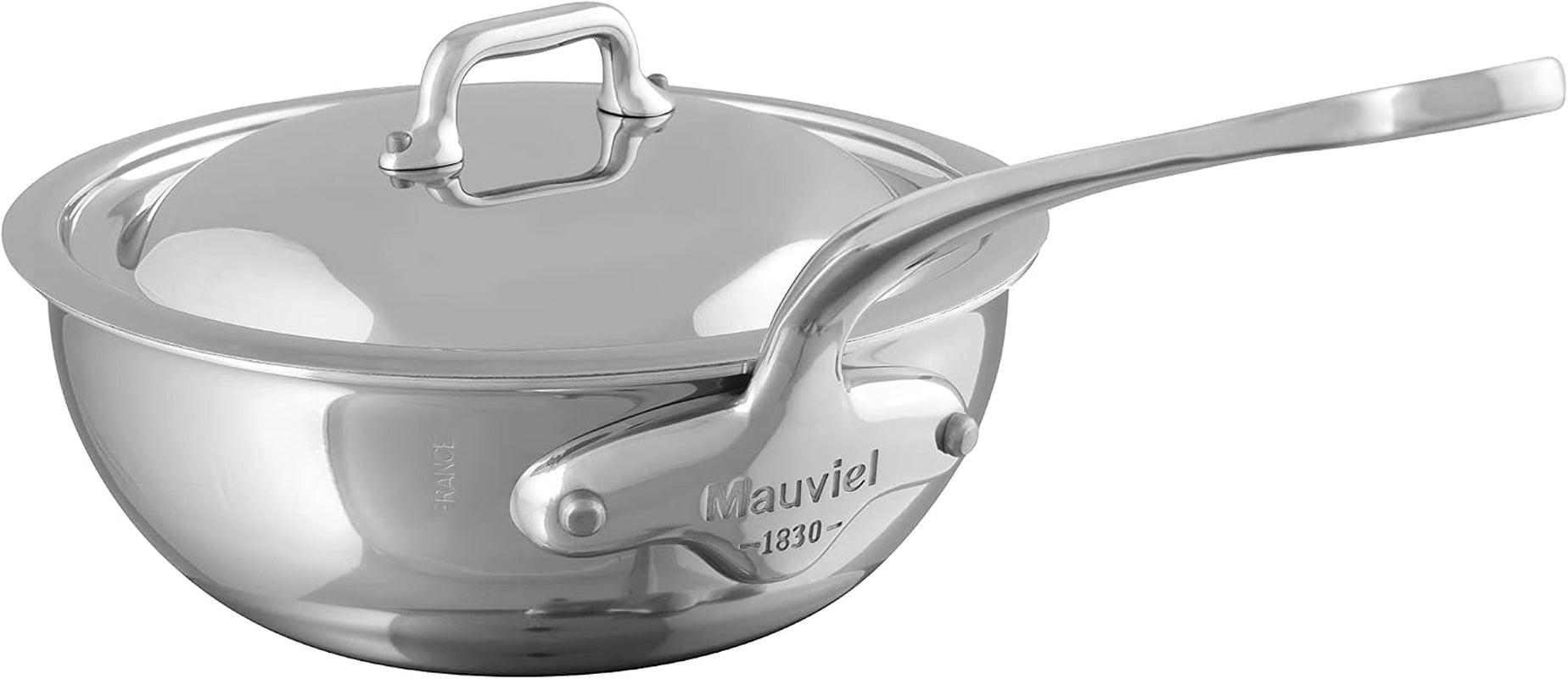 Mauviel M'Cook 5-Ply Polished Stainless Steel Chef Pan With Lid, And