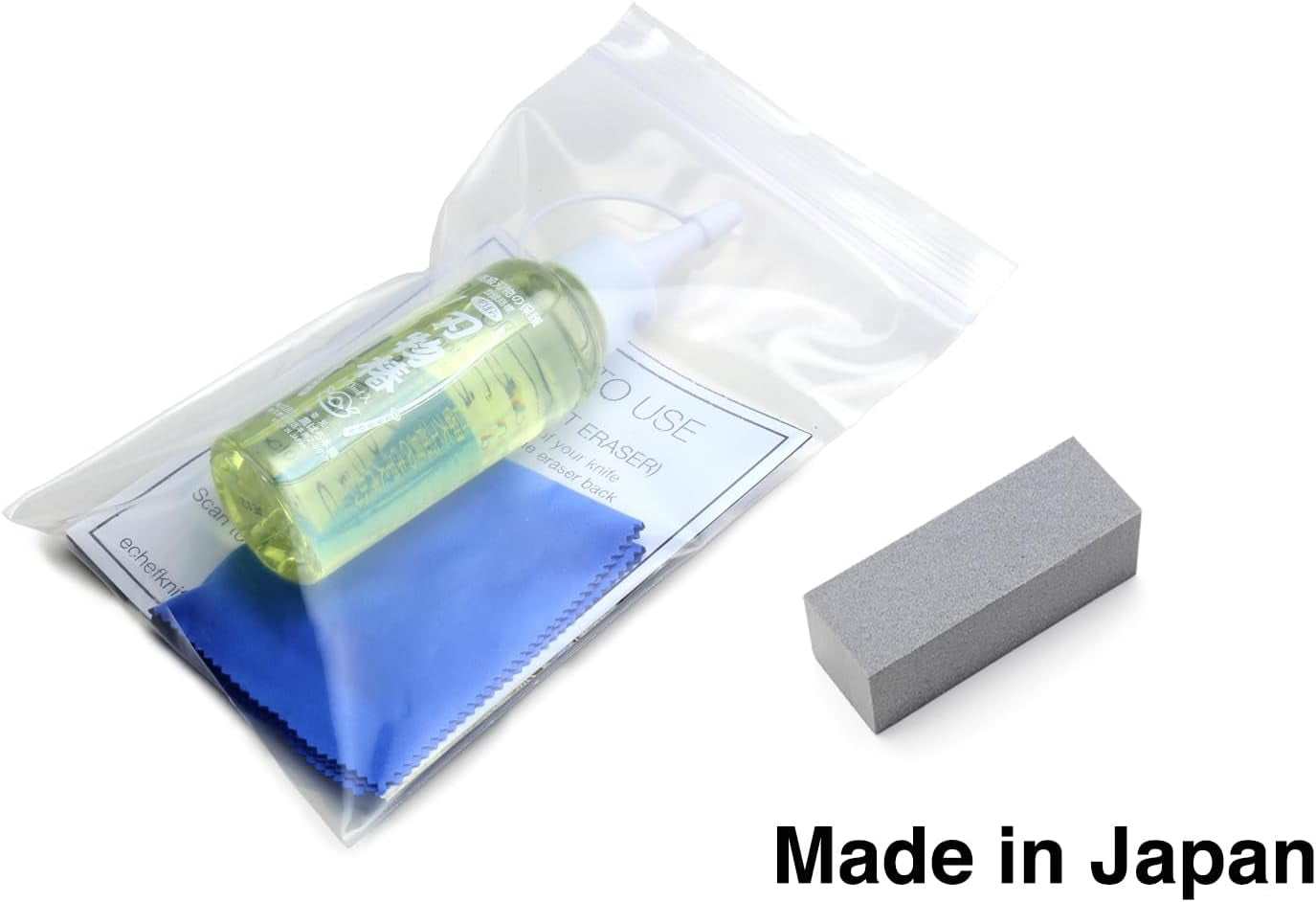 Yoshihiro 100% Pure Tsubaki Japanese Knife Maintenance Oil 3.4 oz & Large Sabitori Rust Erasers Set