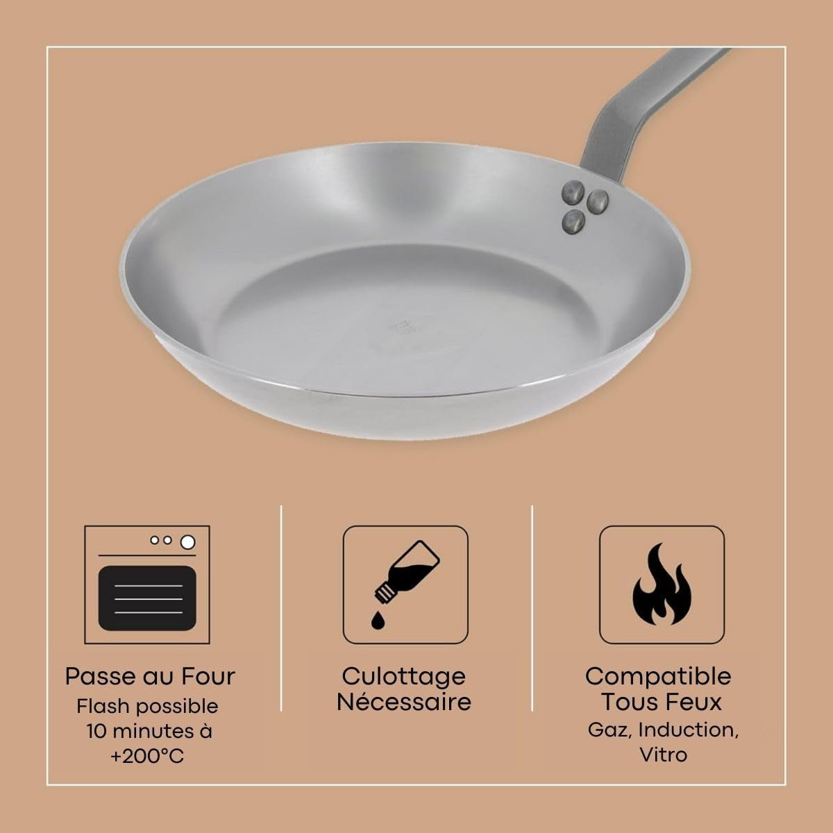 de Buyer Mineral B 12.5-Inch Carbon Steel Fry Pan