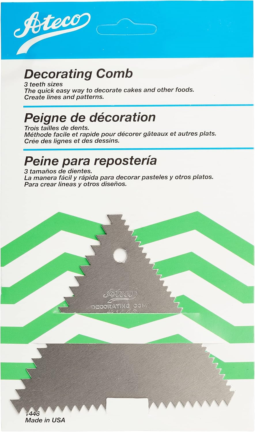 Ateco 1446 Decorating Comb, 3 Sided