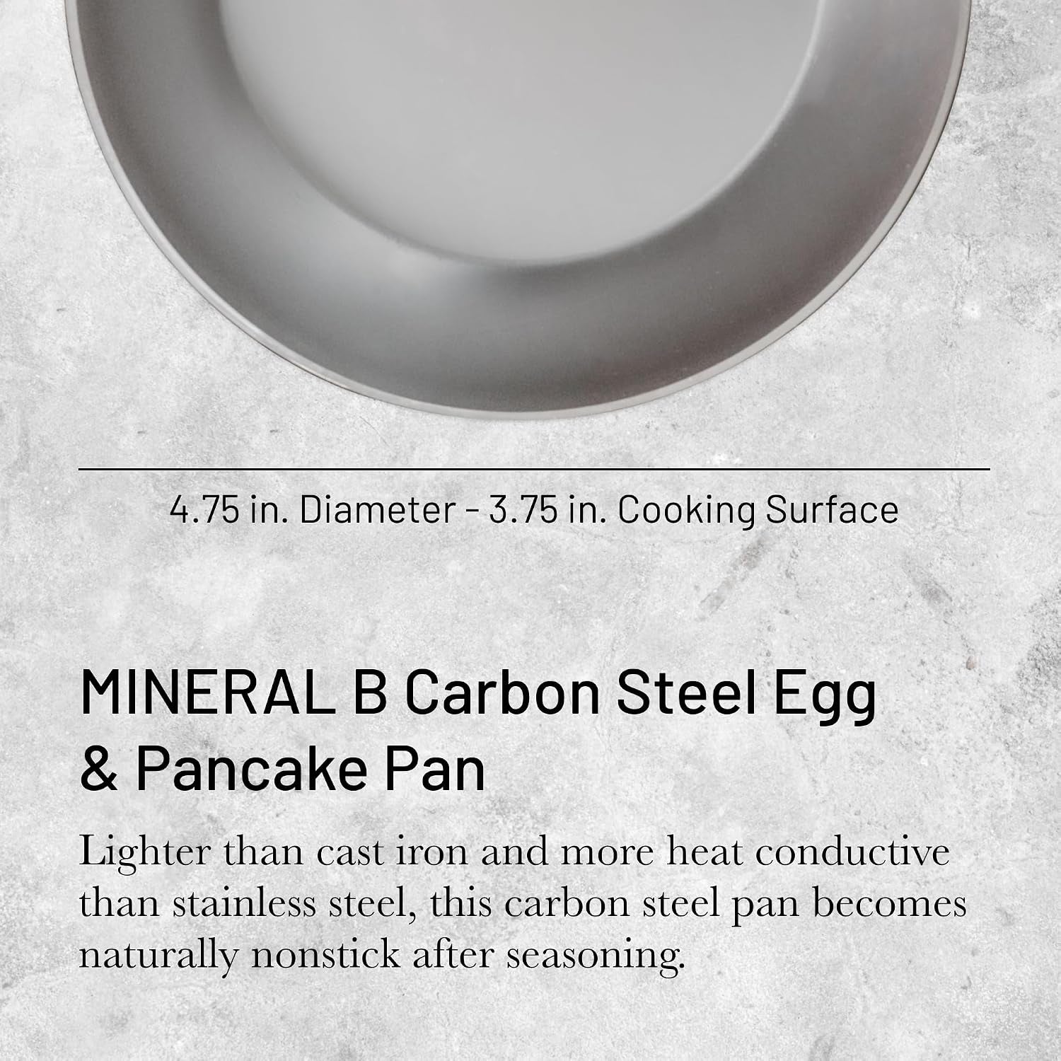 de Buyer MINERAL B Carbon Steel Egg & Pancake Pan - 4.75” Diameter - N